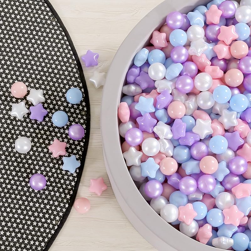 GOGOSO Pelotas para niños pequeños, sin ftalatos, sin BPA, no tóxicas, a prueba de aplastamiento, pelotas de juego de plástico suave, tienda de campaña con forma de bebé, pileta, casa de juegos, parque infantil, decoración de fiesta, rosa, azul, morado, blanco, 100 unidades