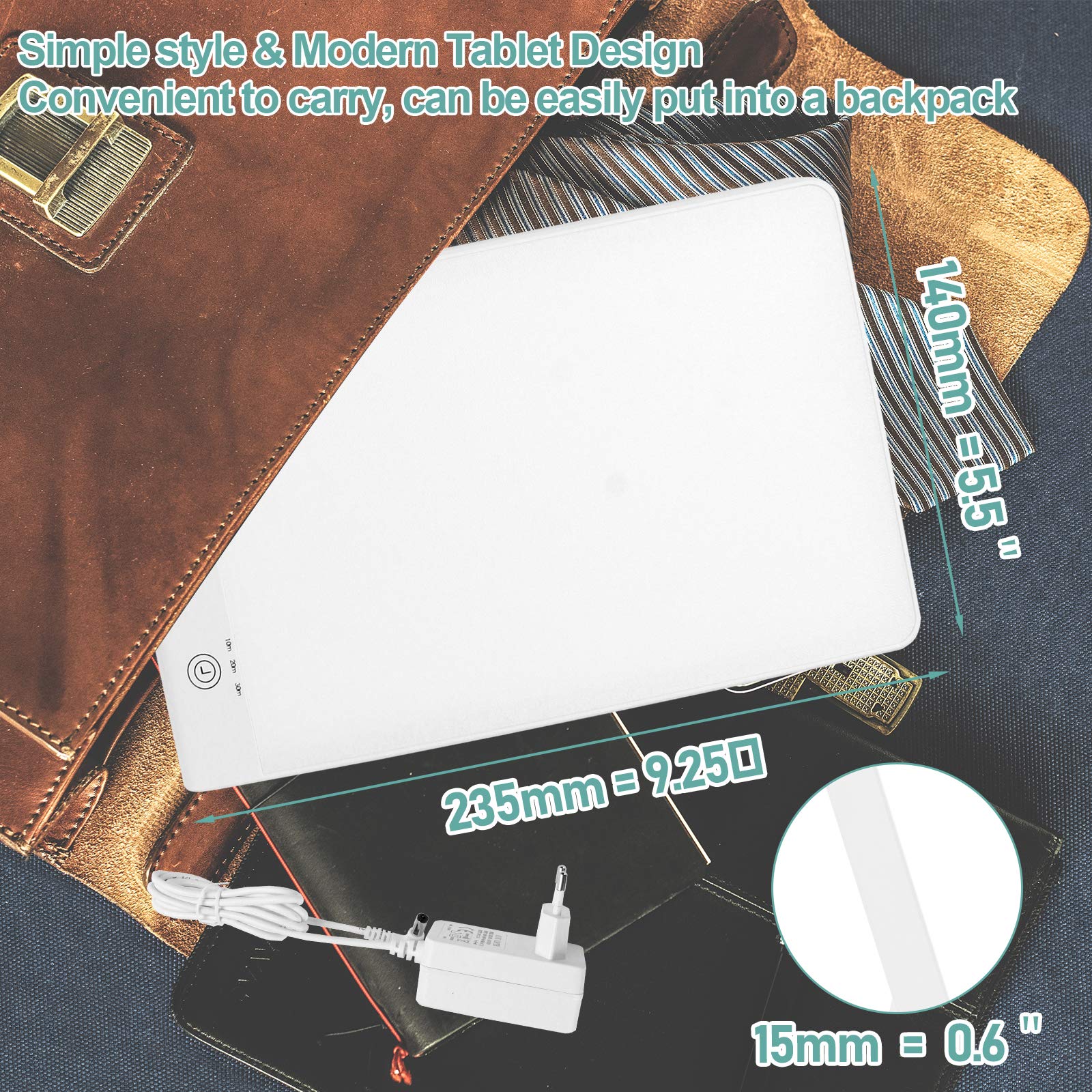 Lampe lumière du jour 11000 lux Lampe solaire portable avec 3 niveaux de luminosité Fonction mémoire, minuterie Lumière du jour, sans UV