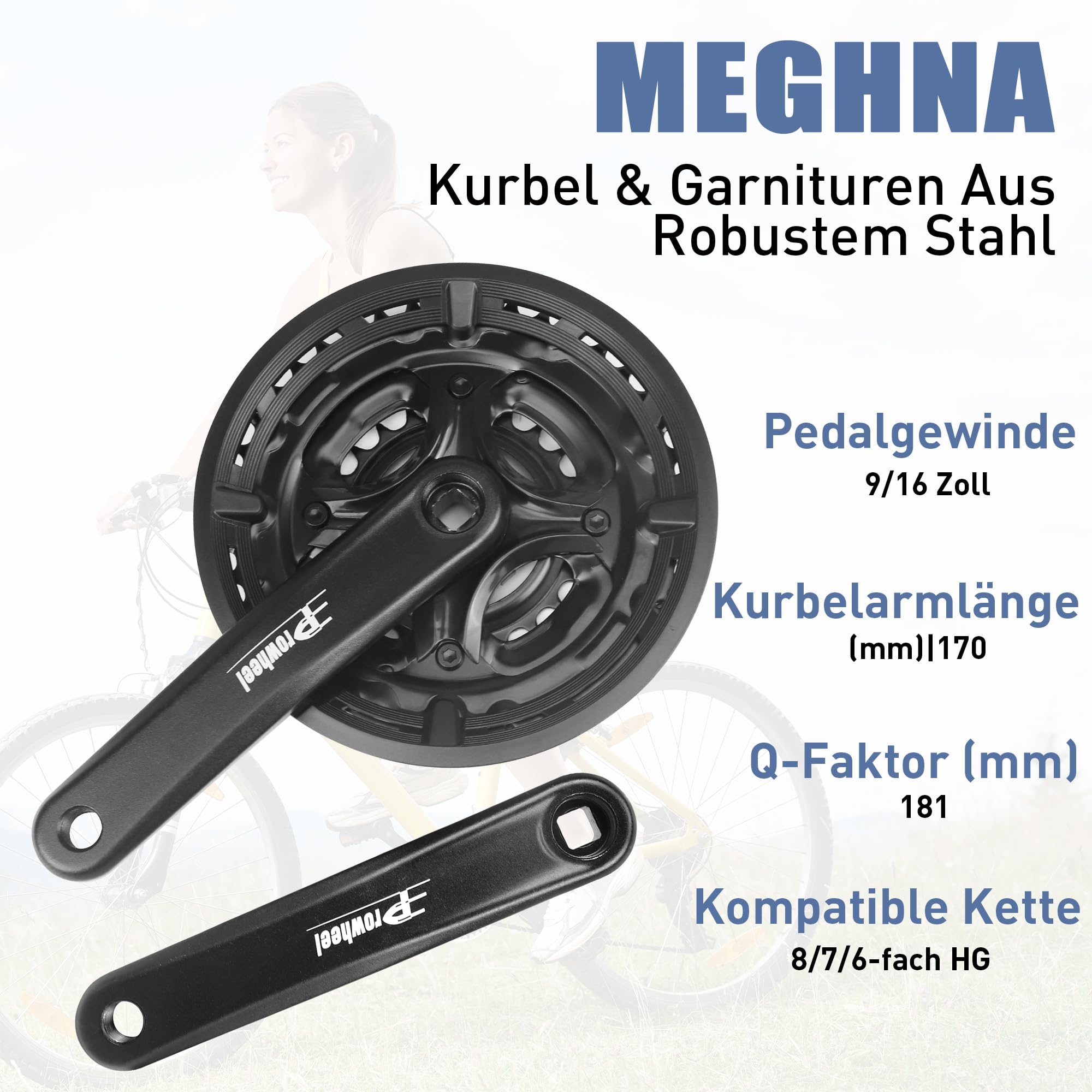 MEGHNA 3x6/7/8 Gang Kettenradgarnitur 42-34-24 Zähne Kurbelgarnitur 170 mm MTB