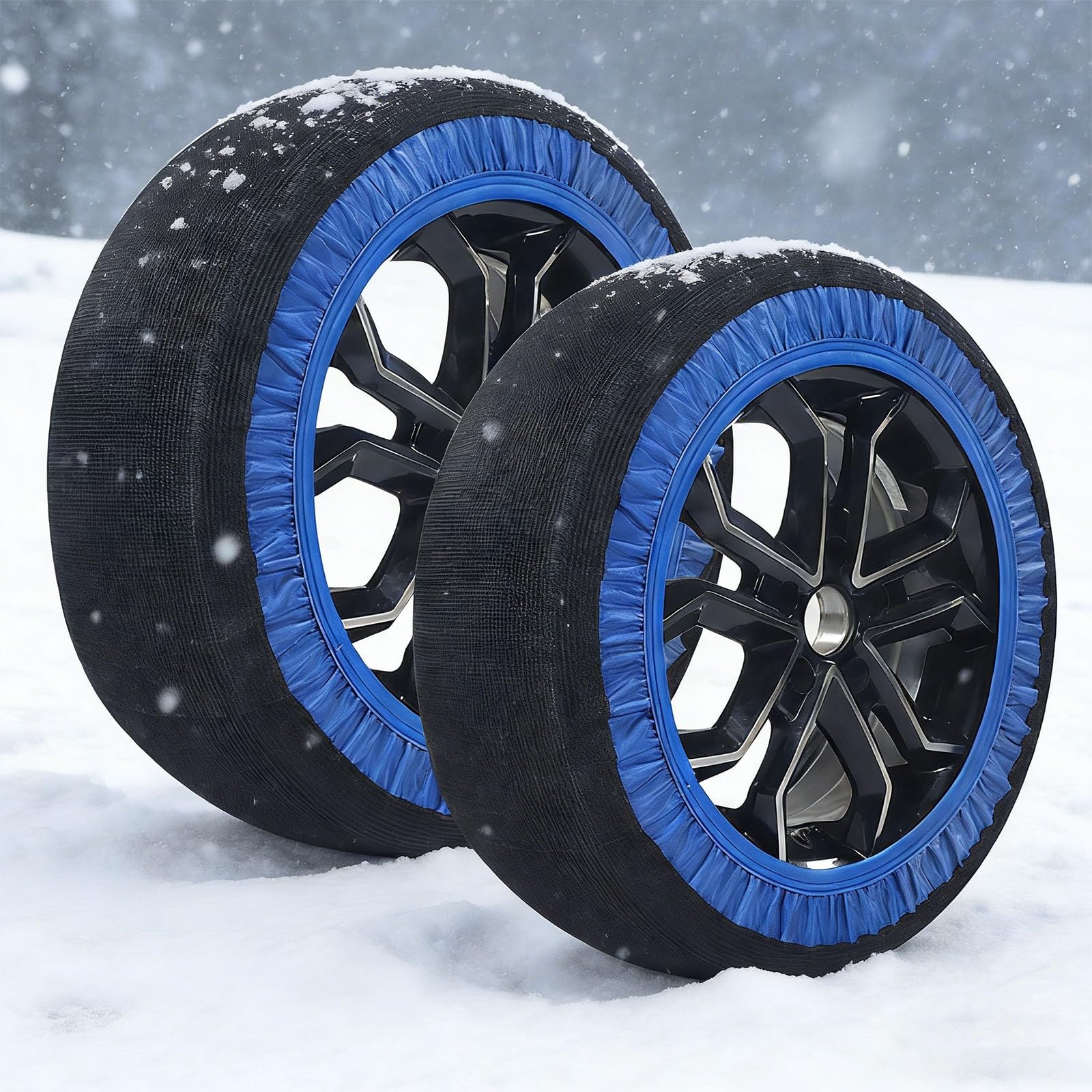 Funda Ruedas Nieve,Cadenas De Nieve para Coche,Paquete De Dos,FáCil De Instalar,Agarre Fuerte,Reutilizable,For Emergencias Y Seguridad Preventiva En Invierno(195/45R15)