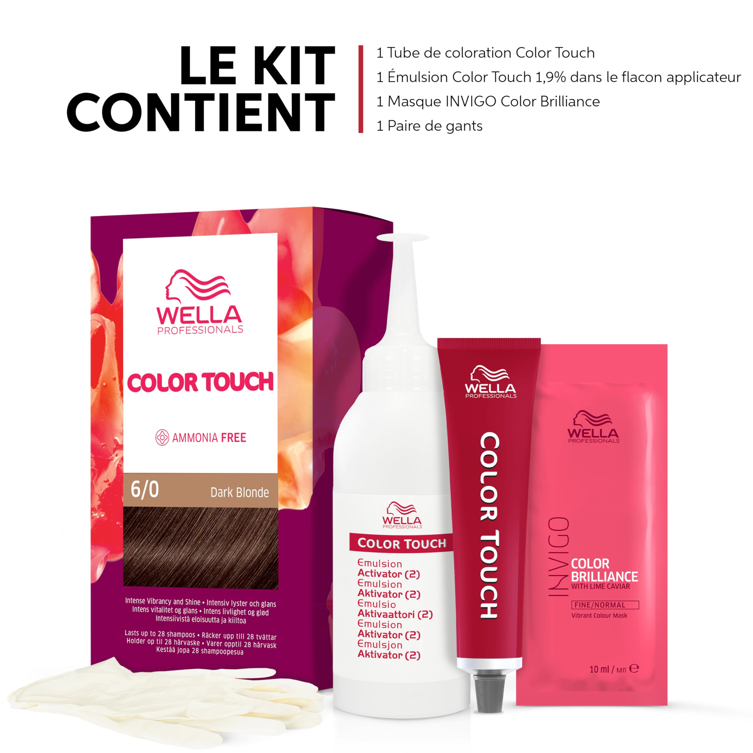 Wella Professionals Color Touch Fresh-Up-Kit - Kit de coloration semi-permanente 6/0 Dark Blonde - Blond Foncé