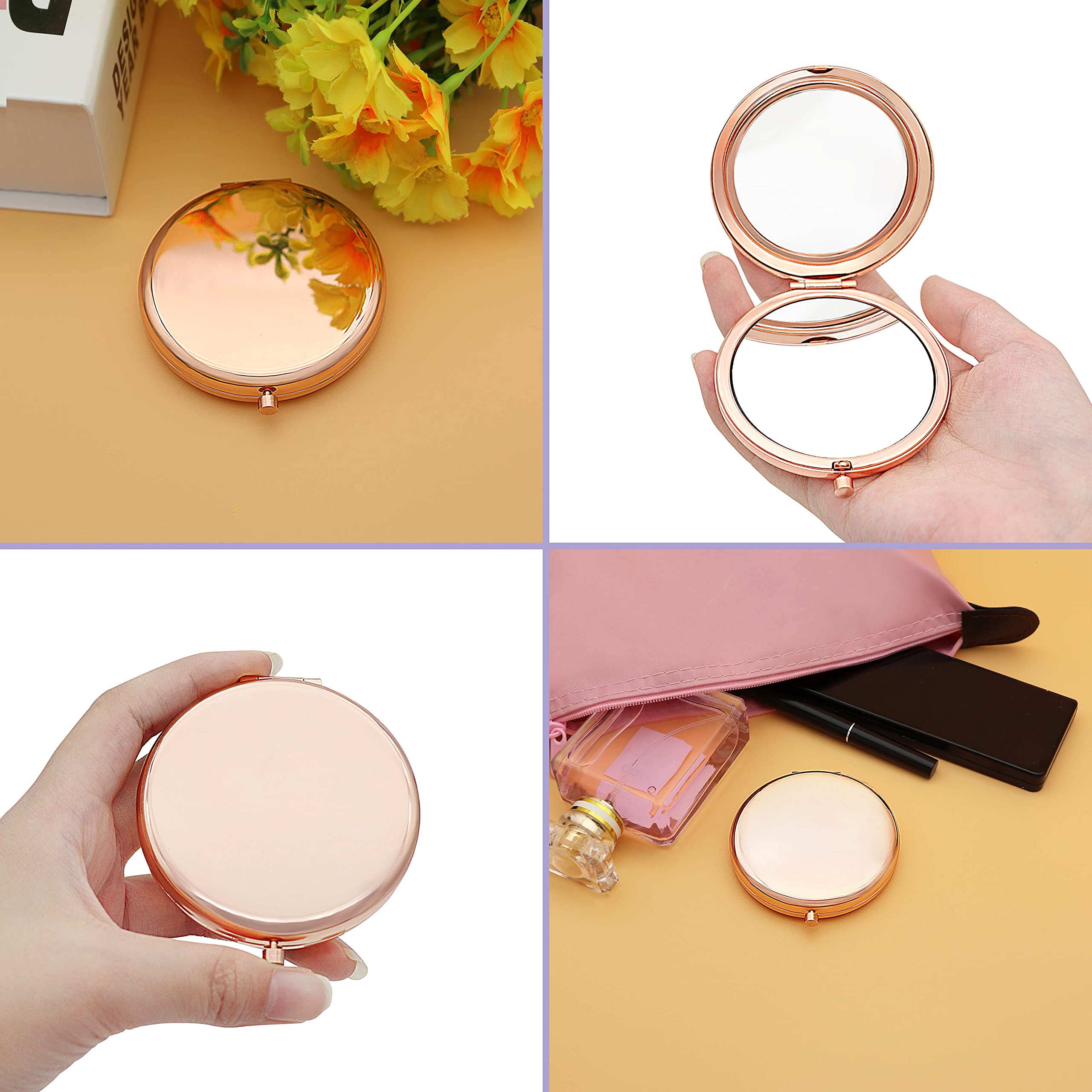Cousin Geschenk – Roségold Kompaktspiegel Mit Motto, 65 Mm, Edelstahl, Für Frauen, Schwester, Beste Freundin