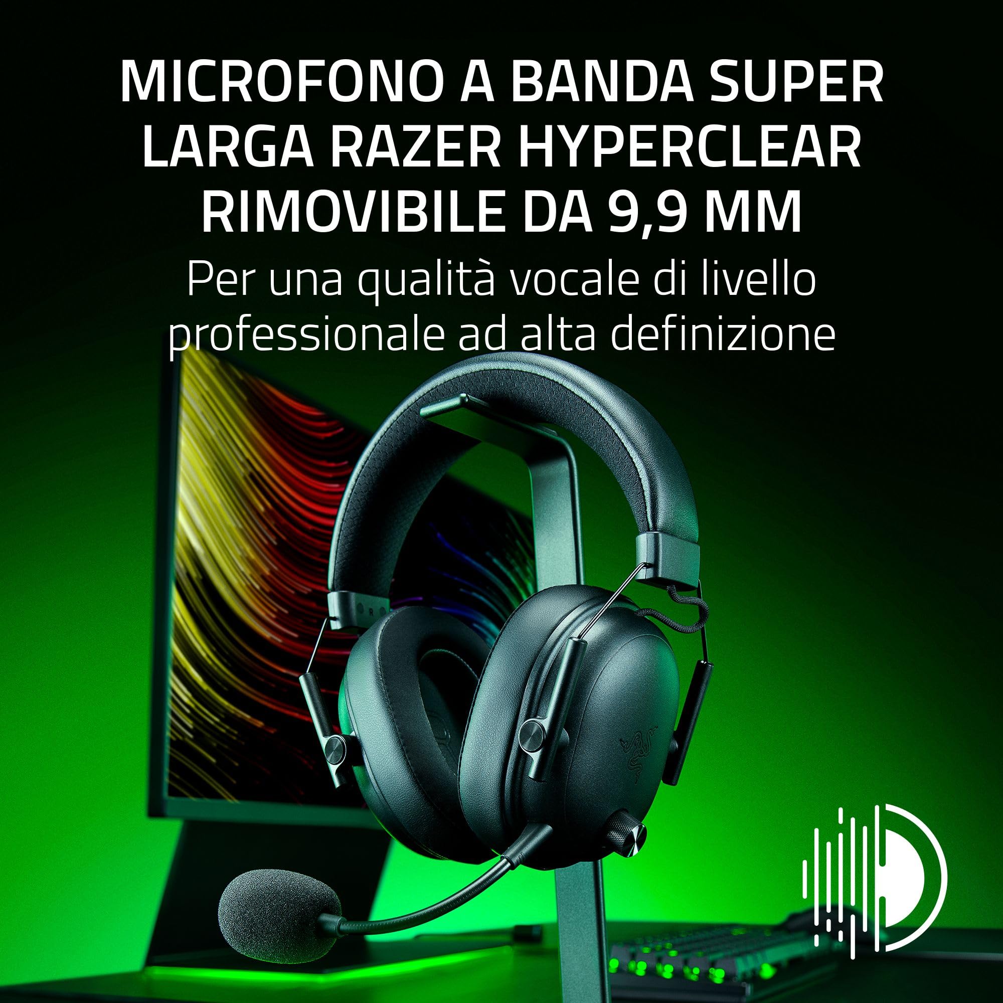 Razer BlackShark V3 - Cuffie wireless per eSport - Driver TriForce da 50 mm - Microfono a banda larga rimovibile - THX Spatial Audio - Wireless 2,4 GHz & Bluetooth - Profili FPS - PC/Mac | Nero