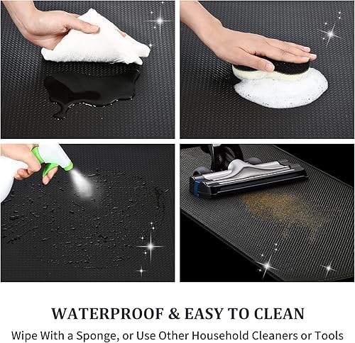 Miniatura 5 de AUTODECO Juego de 2 tapetes y tapetes de cocina, acolchados antifatiga, para suelo, lavables 17 x 29 pulgadas + 17 x 59 pulgadas, color negro