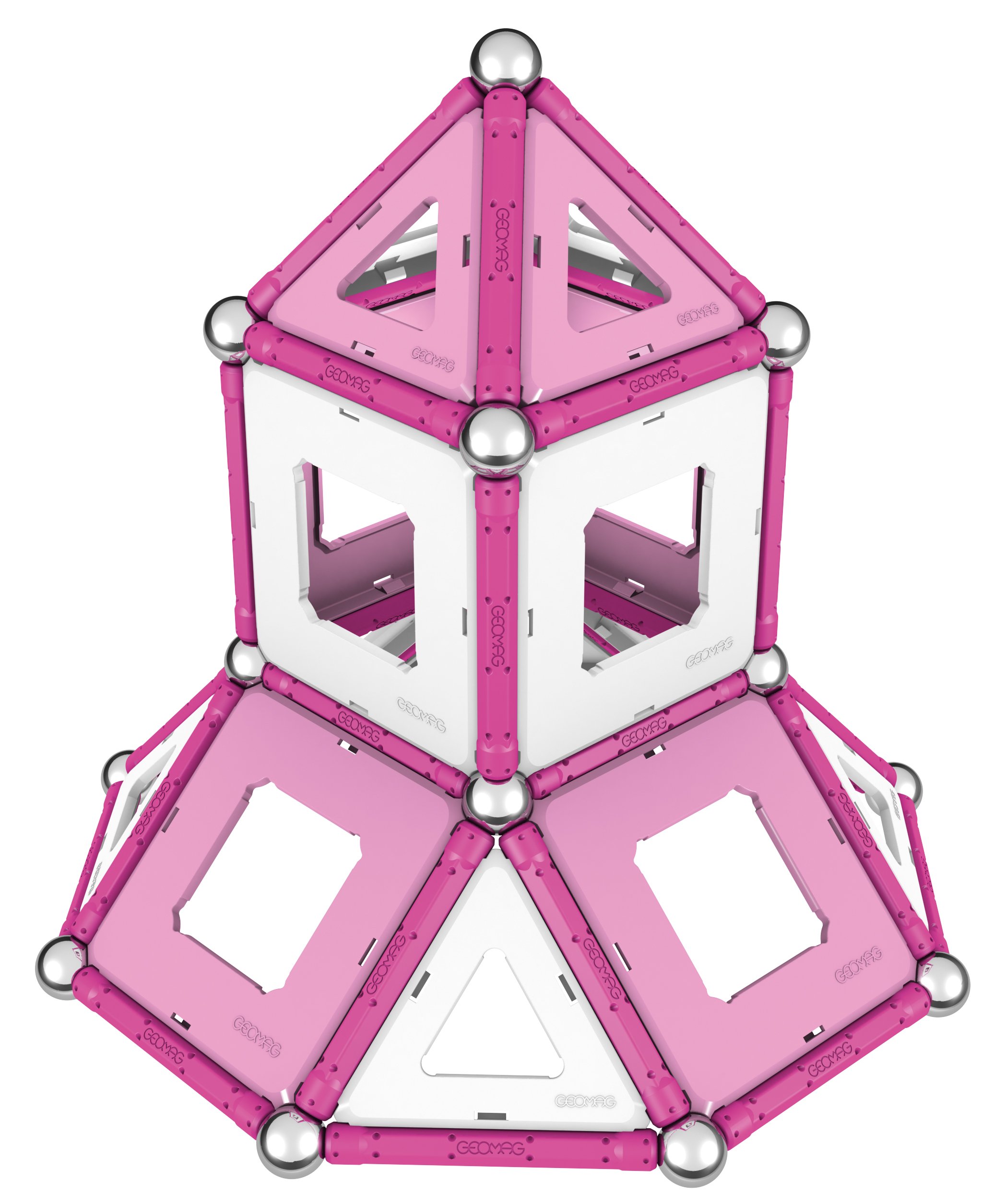 Geomag - Classic Rosa -104 Piezas - Bloques de Construcción Magnético para Niños a Partir de 3 Años - Juegos Magnéticos - Construcción 3D -Montessori- Desarrolla la Creatividad - Fabricado en Suiza
