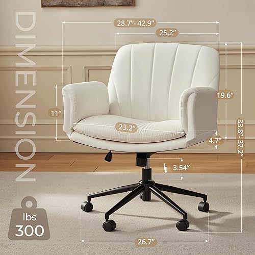 Miniatura 2 de Dowinx Silla cruzada con brazos y ruedas ajustables de cinco niveles, cómoda silla giratoria ergonómica de piel sintética - Silla de juegos de