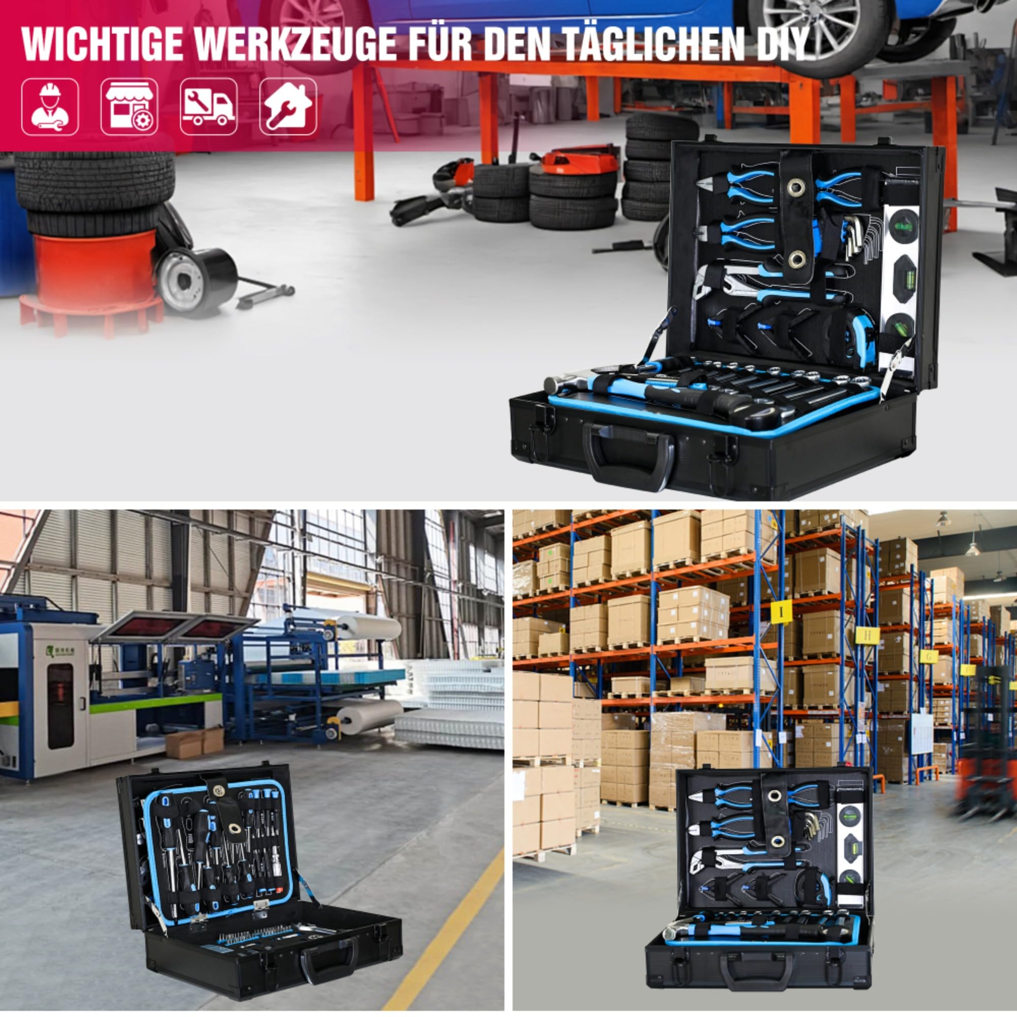 Obszerny, uniwersalny zestaw narzędzi, 247 części, profesjonalne akcesoria dla majsterkowiczów, wyposażenie dla mechaników, kompletny zestaw naprawczy do domu, samochodu, konserwacji, projektów "zrób