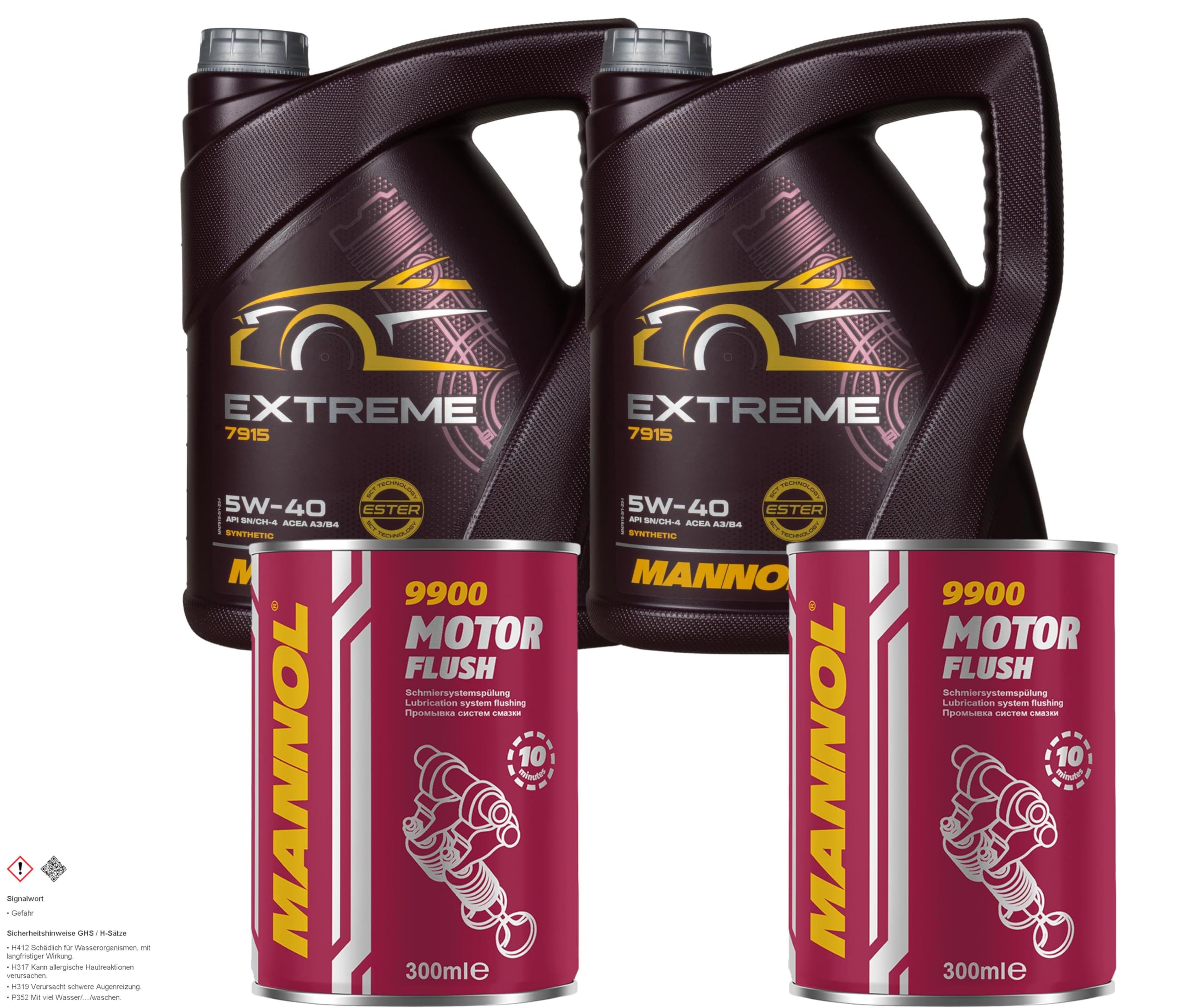Aceite de motor 10 L Mannol Extreme 5W-40 2x Motor Flush ADDITIV