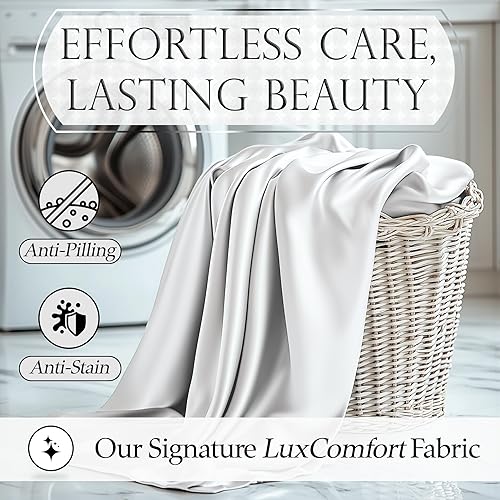 Miniatura 6 de DECOLURE Juego de sábanas de satén tamaño Queen de 6 piezas, lujosas y auténticas sábanas de satén de tacto de seda Queen, elegantes y sedosas,
