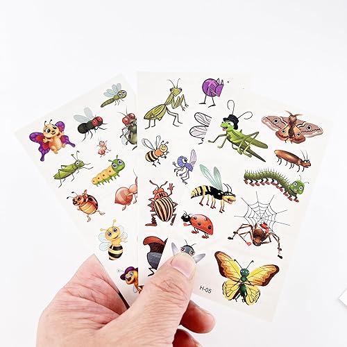 Miniatura 4 de 10 hojas de tatuajes temporales de dibujos animados para niños y niñas, suministros de recuerdo de fiesta, relleno de bolsas de golosinas (tatuajes