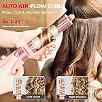 MESCOMB 5 en 1 Chaud Air Brosse de sèche-cheveux Styler – Styler de cheveux haute vitesse avec boucle automatique, pour séchage rapide, voluming, courbure, lissage, sans dommages de chaleur Multi styler avec étui de voyage, oeillet rose