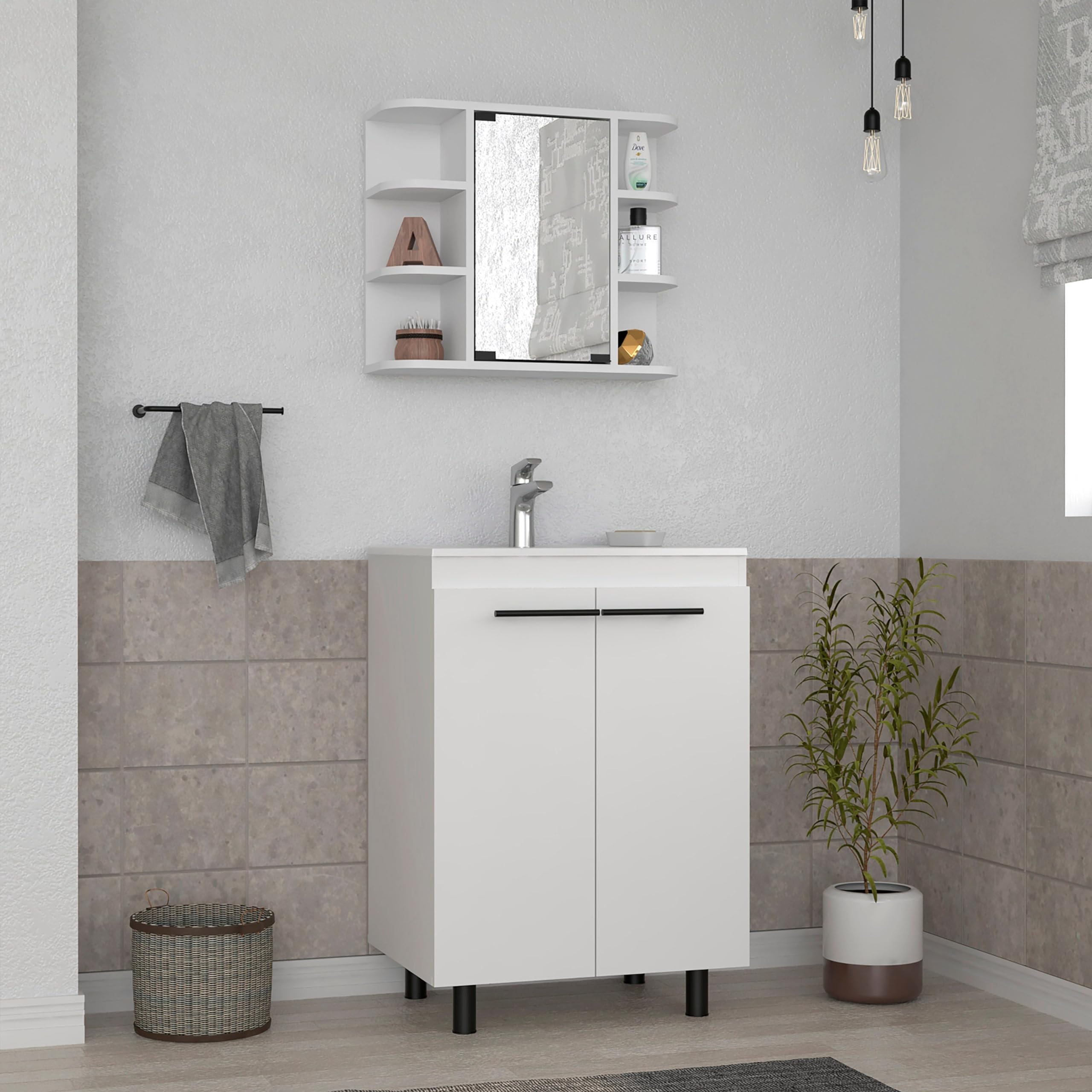White 2 Pcs Bathroom Set AY381