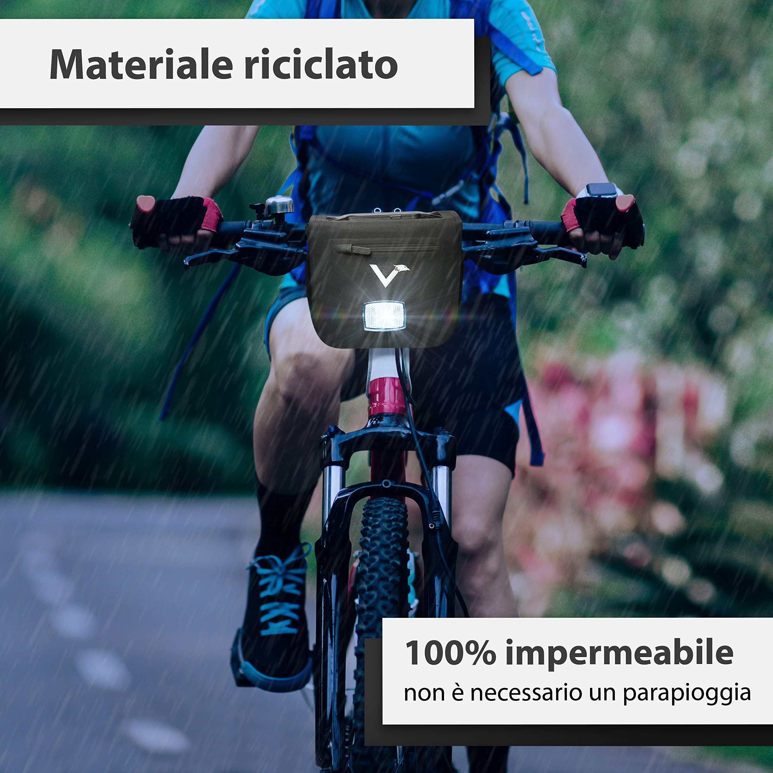 Valkental® x KLICKfix® - borsa da manubrio impermeabile | Volume di 7L | Borsa da bicicletta robusta con chiusura magnetica | Incl. scomparto per cellulare | Compatibile con KLICKfix