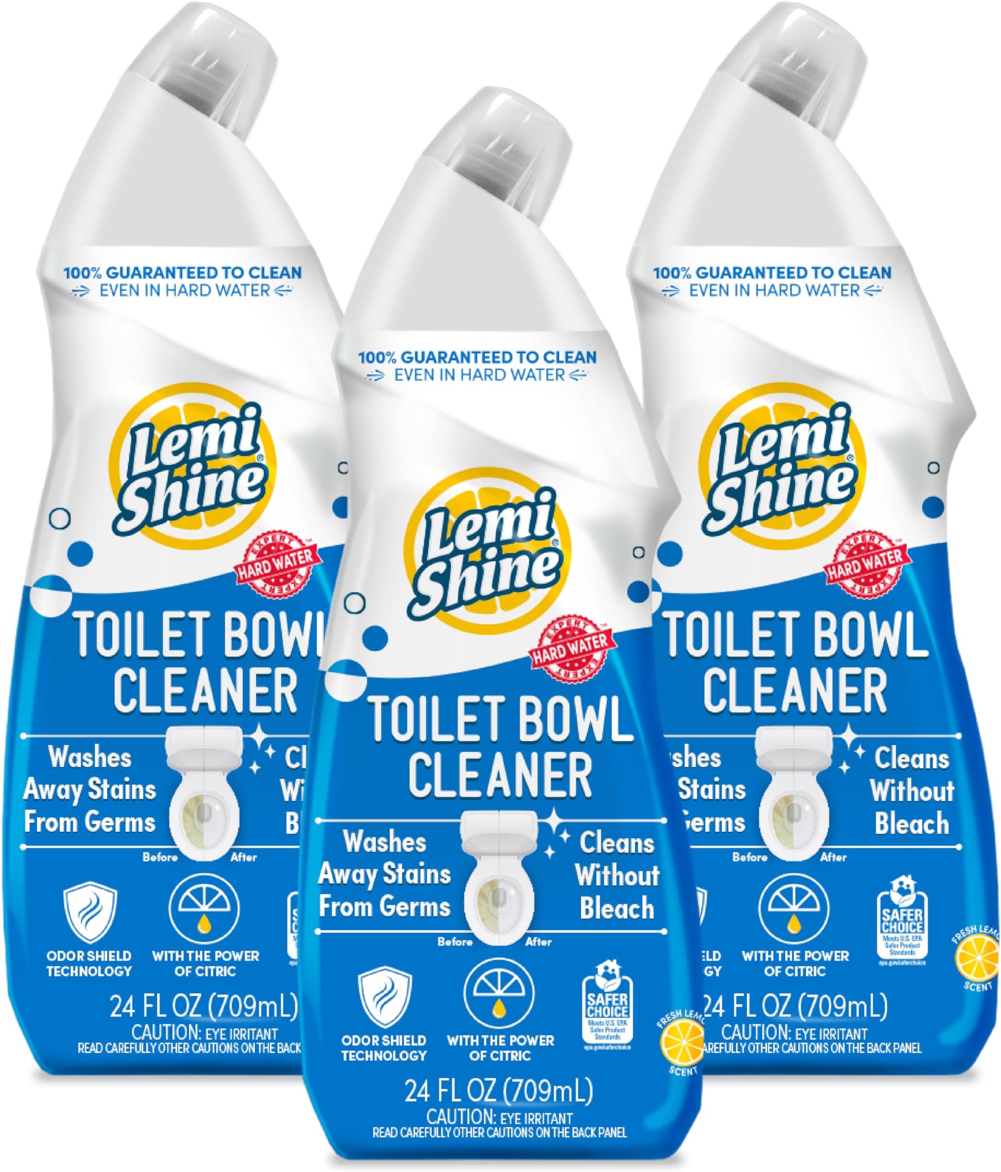 Toilet Bowl Cleaner - Bleach-Free Toilet Cleaner - Removes Tough Stains and Odor - 24 fl oz (3 Pack)