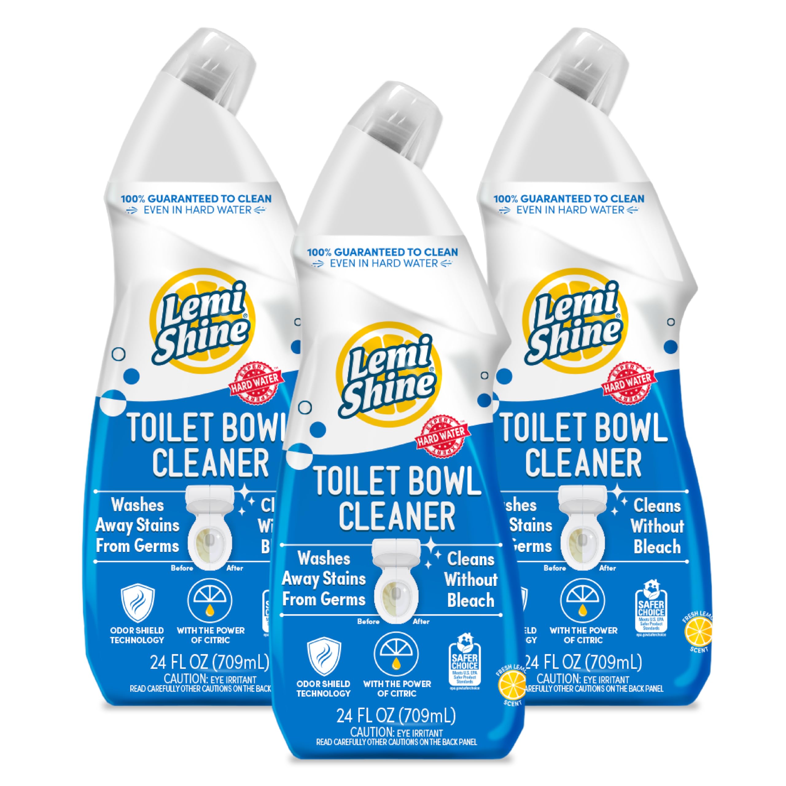 Toilet Bowl Cleaner - Bleach-Free Toilet Cleaner - Removes Tough Stains and Odor - 24 fl oz (3 Pack)