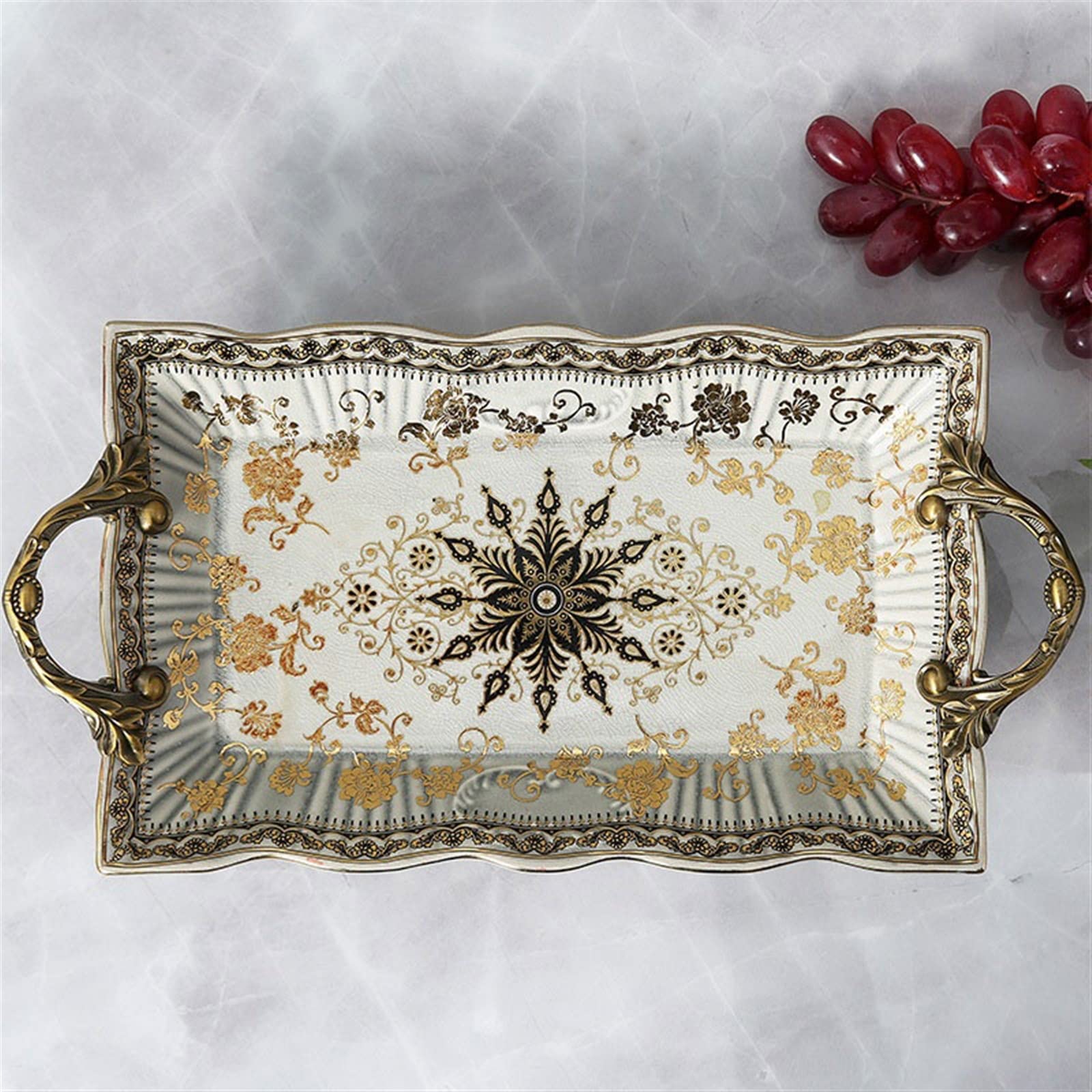 Półmisek vintage lekka luksusowa taca ceramiczna dekoracja salonu ozdoby owocowe taca deserowa wysoka noga design dekoracyjny