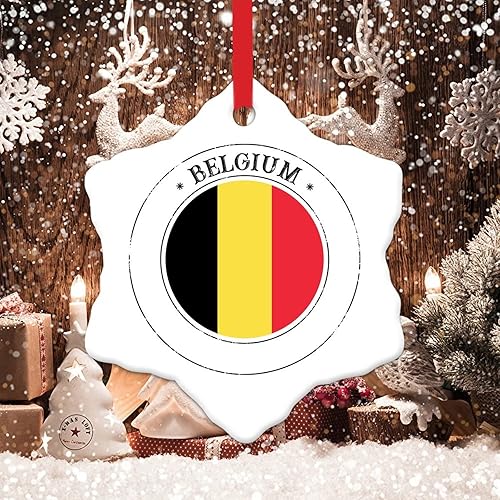 Miniatura 6 de Adorno de Navidad de recuerdo de la ciudad de Bélgica, bandera de Bélgica, relleno de calcetín de Navidad, adorno de cerámica, bandera nacional,