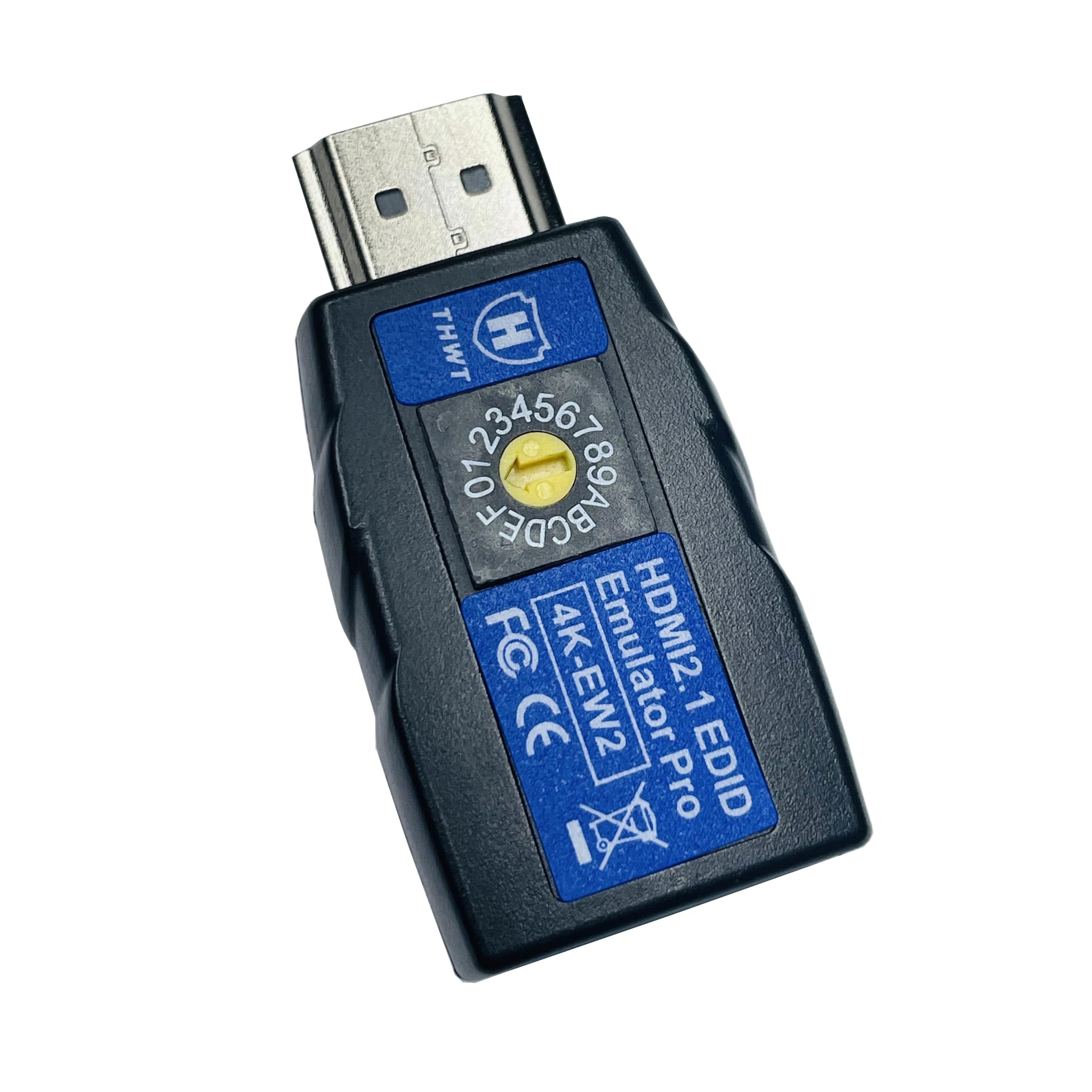 HDMI 2.1 4K EDID Emulator PRO (Model: 4K-EW2), Support SCDC and Exact EDID Copy and Emulation, HDCP Pass-Through (not Bypass or Remove), 14 Pre-Set EDID Values with 2.1 Channel Audio