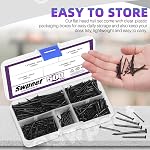 Swpeet 500Pcs 4 Sizes Hardware Nails Assortiment Kit, Black Galvanized Nails, Petits ongles, épingles, Nails de finition, Nail pour accrochage, Nailles pour accrocher des photos