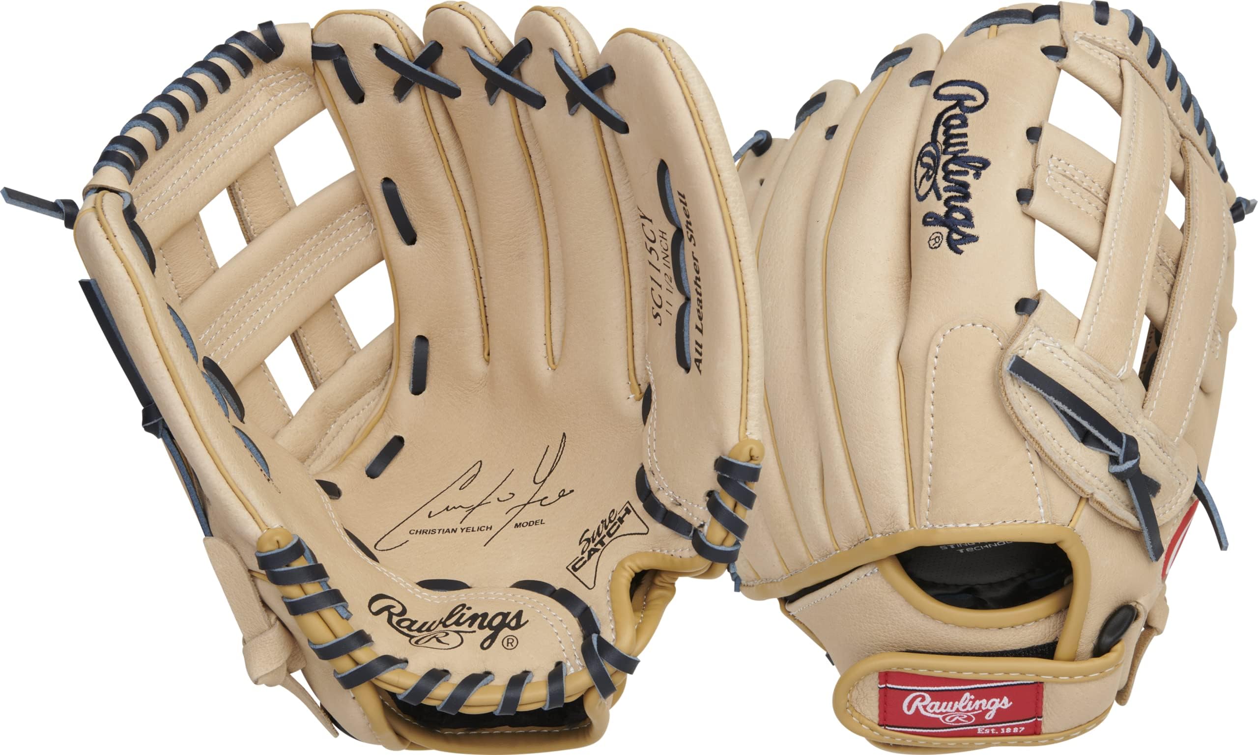 Rawlings | SURE CATCH Youth Baseball Glove | Christian Yelich Model | Pro H-Web | 11.5" | Right Hand Throw