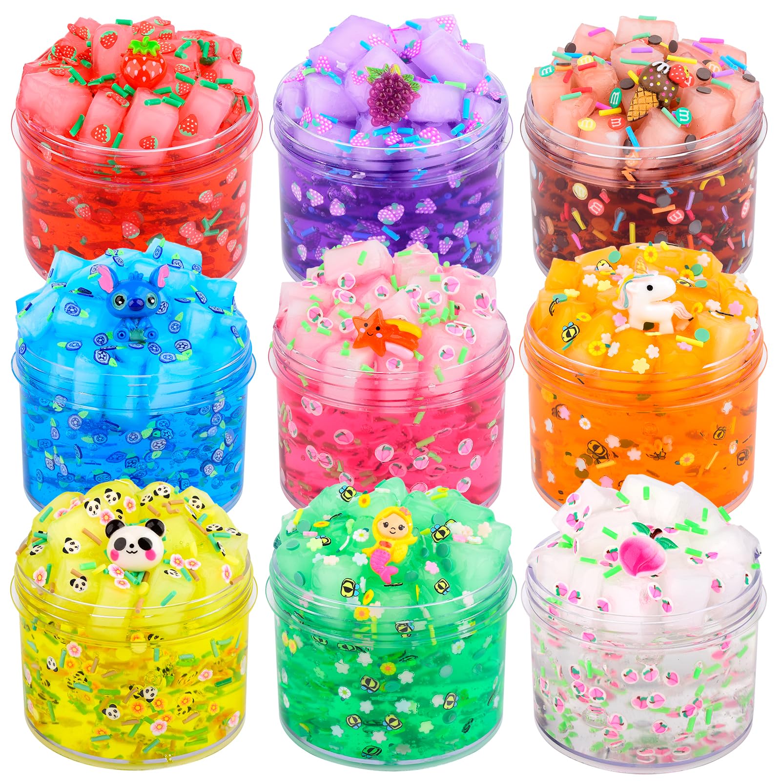 Kaoerdce9 Pack Crystal Slime kit Cute Slime, N003