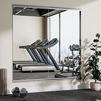 VooBang Home Gym Mirror 2 PCS 28"55", Frameless Wall Mirror Full Length
