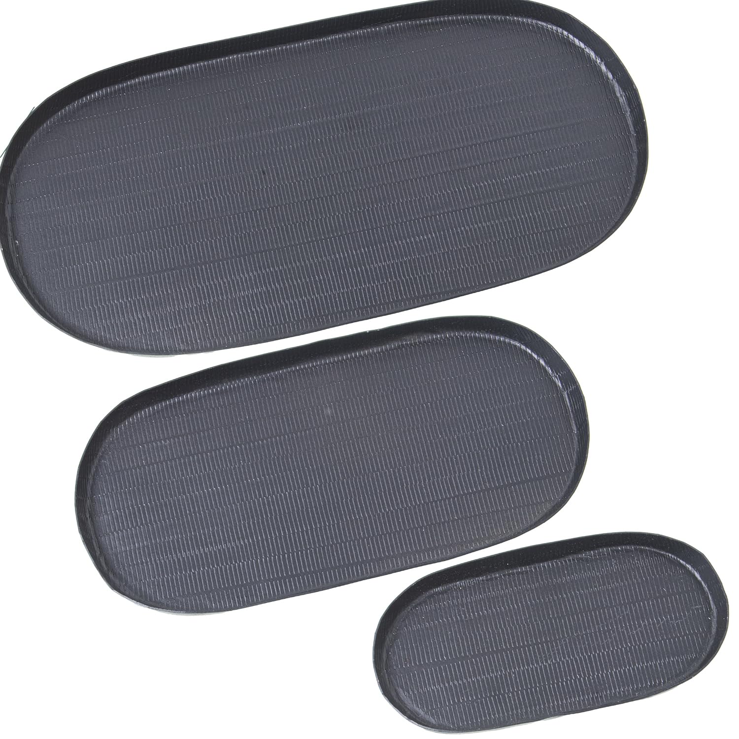 Set de 3 bandejas de Aluminio Tallado en Negro 21x11, 30x15 y 40x20x1,5cm