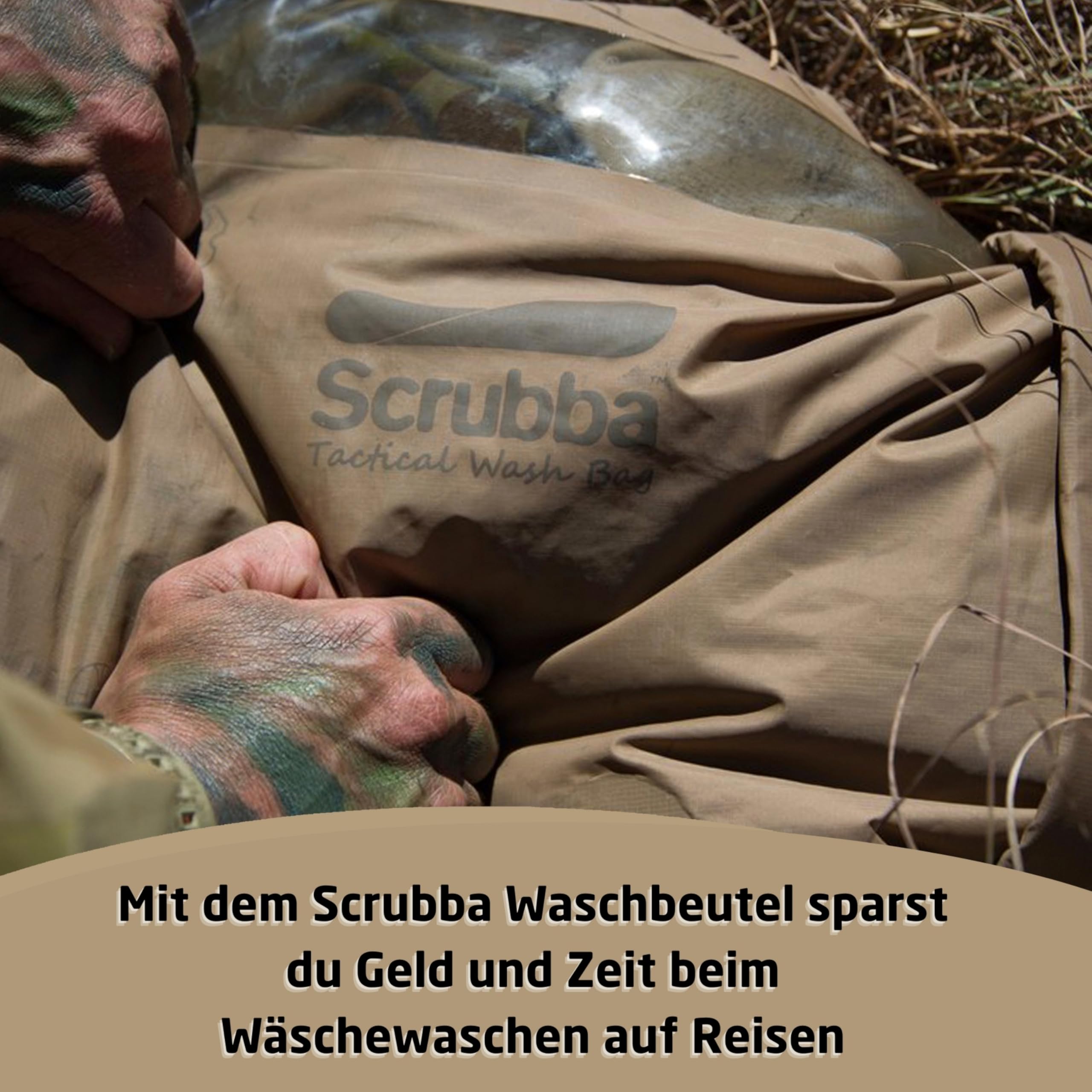 Scrubba TACTICAL Waschbeutel – Tragbare Waschmaschine für Reisen, Outdoor, Camping, Kleidung – 160g
