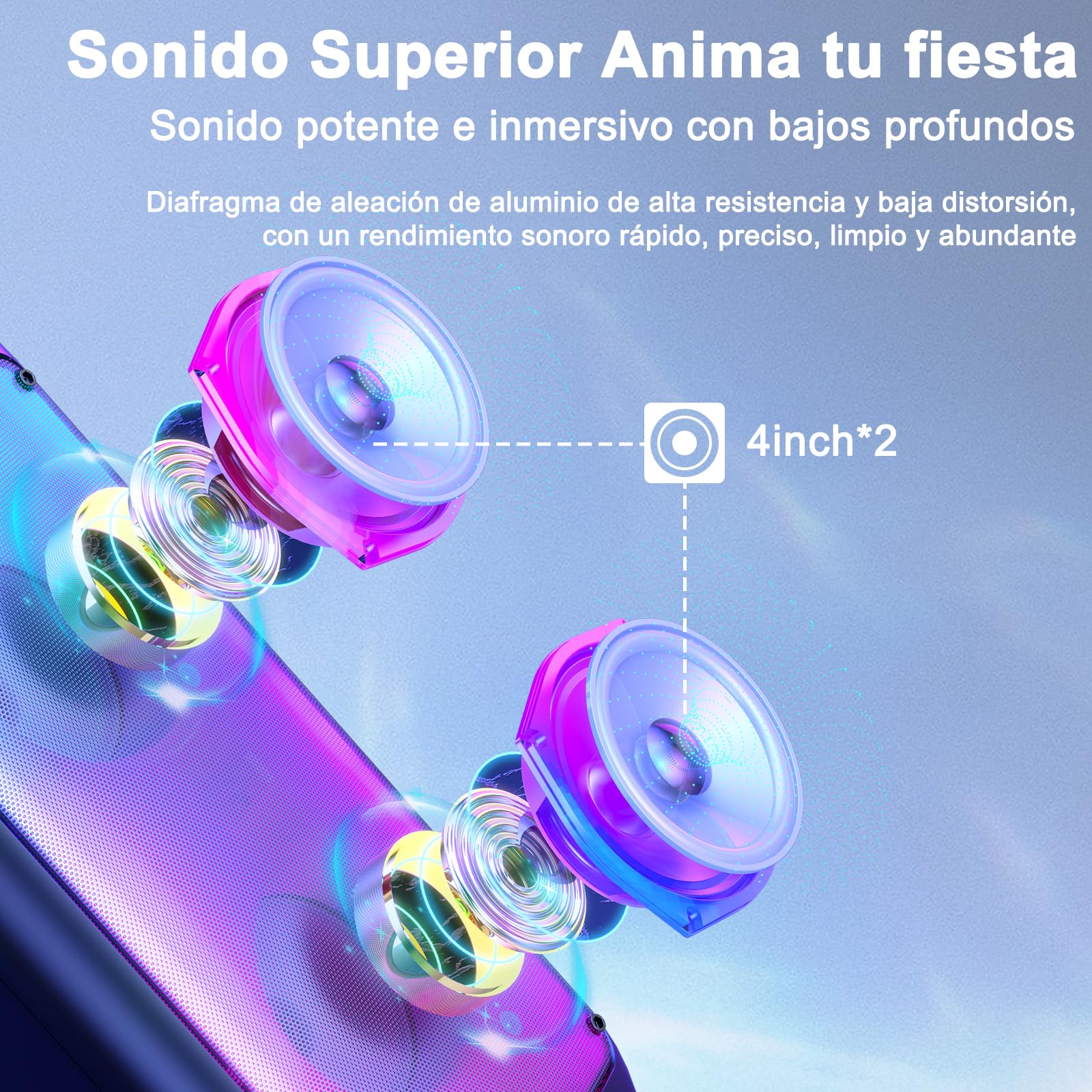 JYX Máquina de Karaoke, Sistema de Karaoke con 2 micrófonos, Altavoz Bluetooth portátil con luz RGB, Set de Karaoke, Sistema PA para Adultos, Fiestas, Compatible con TF/USB, AUX, FM, TWS