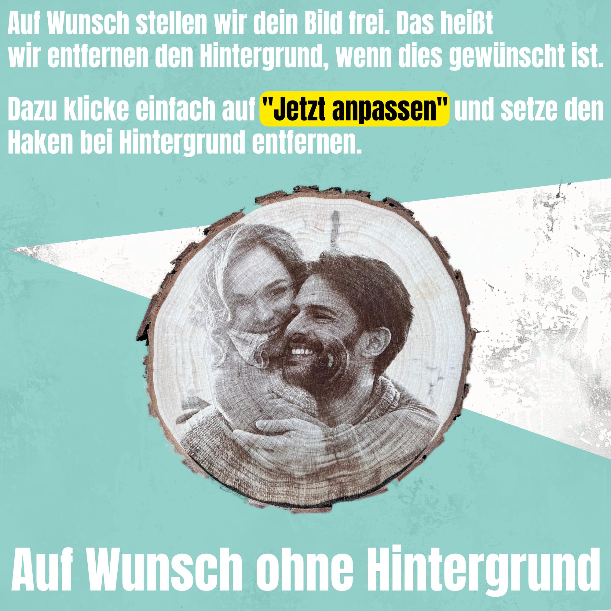 Manevito Personalisierte Baumscheibe mit Gravur - Fotogravur - Fotogeschenke - Personalisierte Geschenke - Geburtstagsgeschenke - Geschenk mit Foto - Inkl. Ständer - Hochzeitsgeschenke für Brautpaar