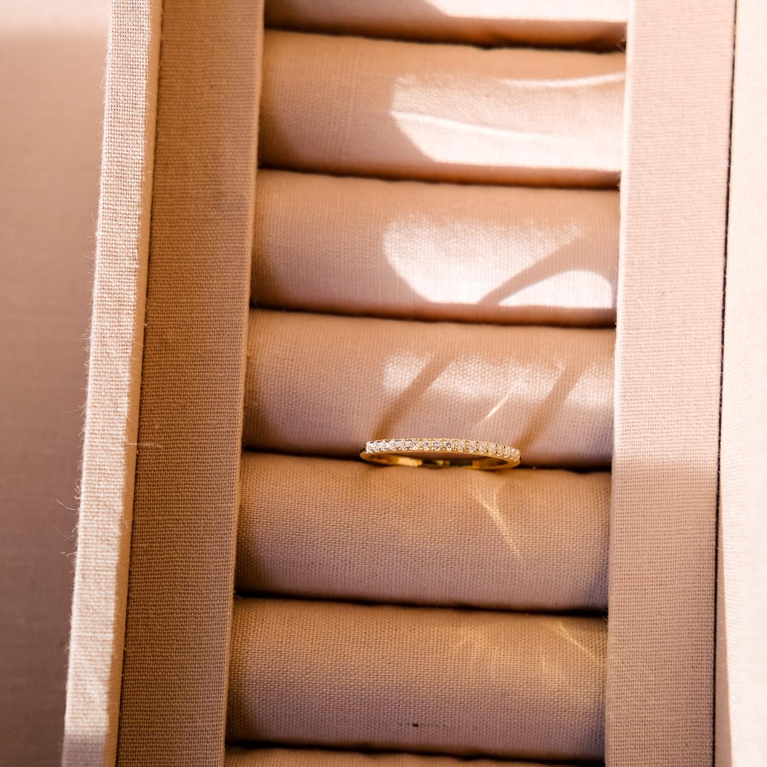 espere Half Pavé Lab Diamond Eternity Band in 14K Yellow Gold | 1.7mm Half Inifitity Weddign Ring