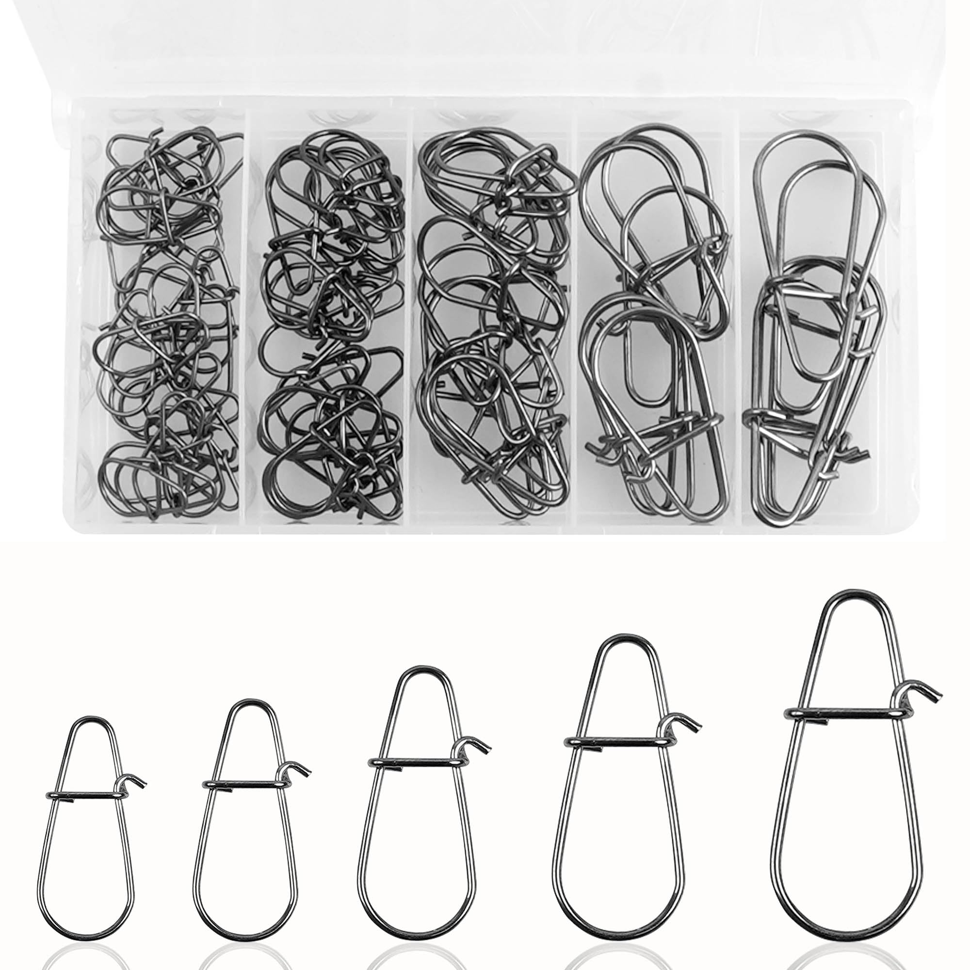 Crankbait Snaps Fishing Clips Set for Bass Lure,100pcs/250 Stainless Steel Fishing Snap Duo Lock Quick Change Speed Clips Fishing Hook Lure Connector Fishing Tackle Saltwater Freshwater 100pcs
