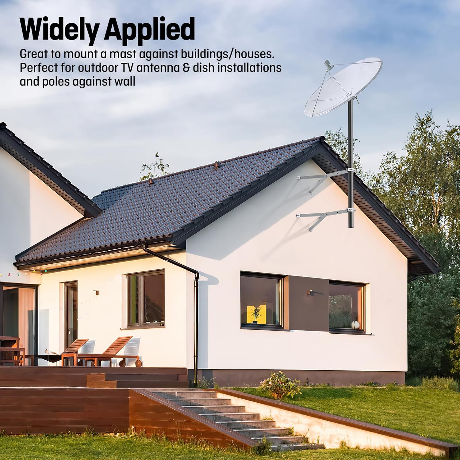 26 Inch Heavy-Duty Antenna Wall Mount,Windproof Stand Off Wall Mast Mounting Clamps,1 Pair with Expansion Bolts (1 Pair Mount ( 3-Leg + 3-Leg), 26 Inch)