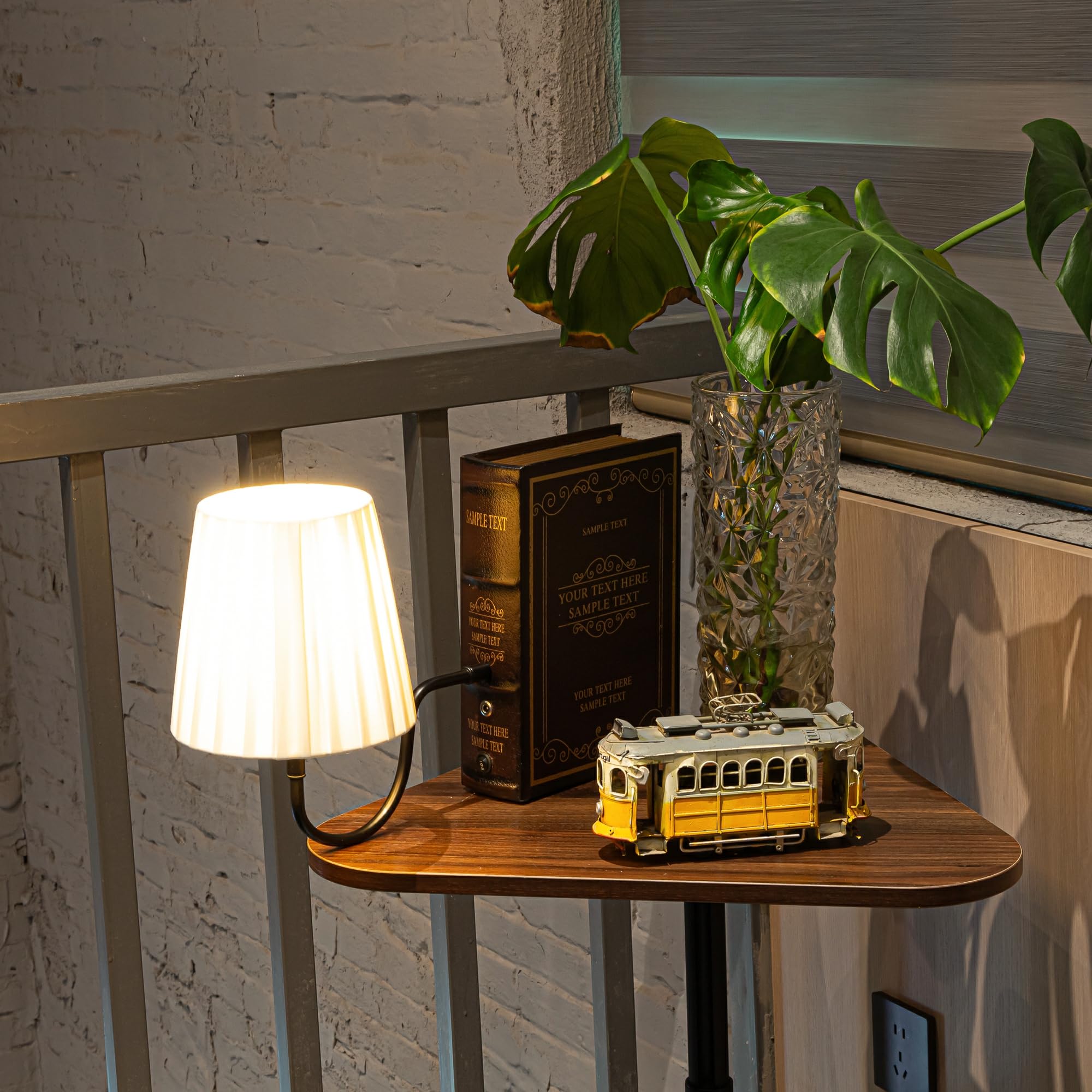 LED Buchlampe mit Fernbedienung, Vintage Dimmbar Nachttischlampe mit Stoffschirm 1xE27-Fassung,2er-Satz Wiederaufladbare Tischlampe Zeitschaltuhr für Nachttisch Beistelltisch -TD0629