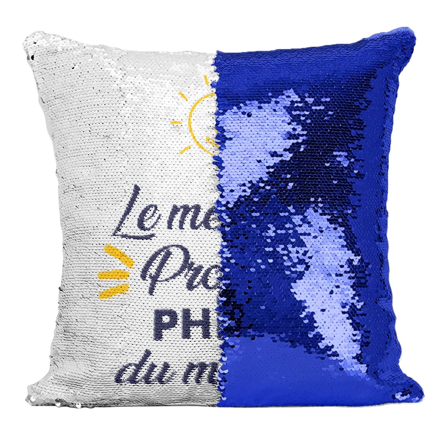 Coussin Sequin Bleu Le Meilleur Prof de Philo du Monde