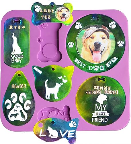 Miniatura 7 de Rosebeading Molde de hueso de perro de silicona para fundición de resina, etiqueta de identificación casera para mascotas, colgante de nombre