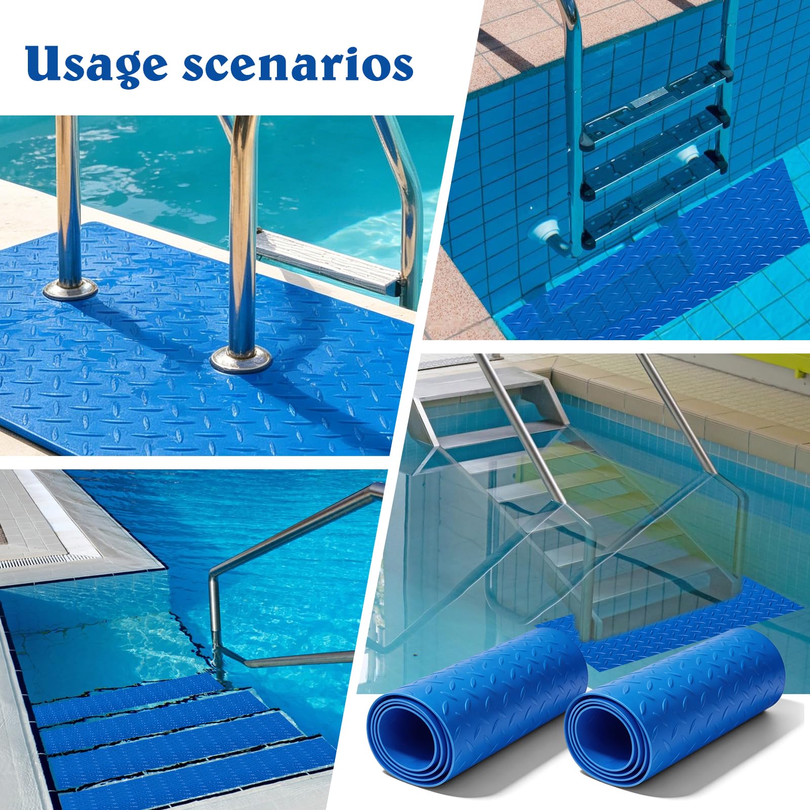3 unidades de alfombrilla para escalera de piscina: 90 x 23 cm, alfombrilla protectora para piscina, alfombrilla antideslizante con textura antideslizante para pasos, escaleras, escaleras