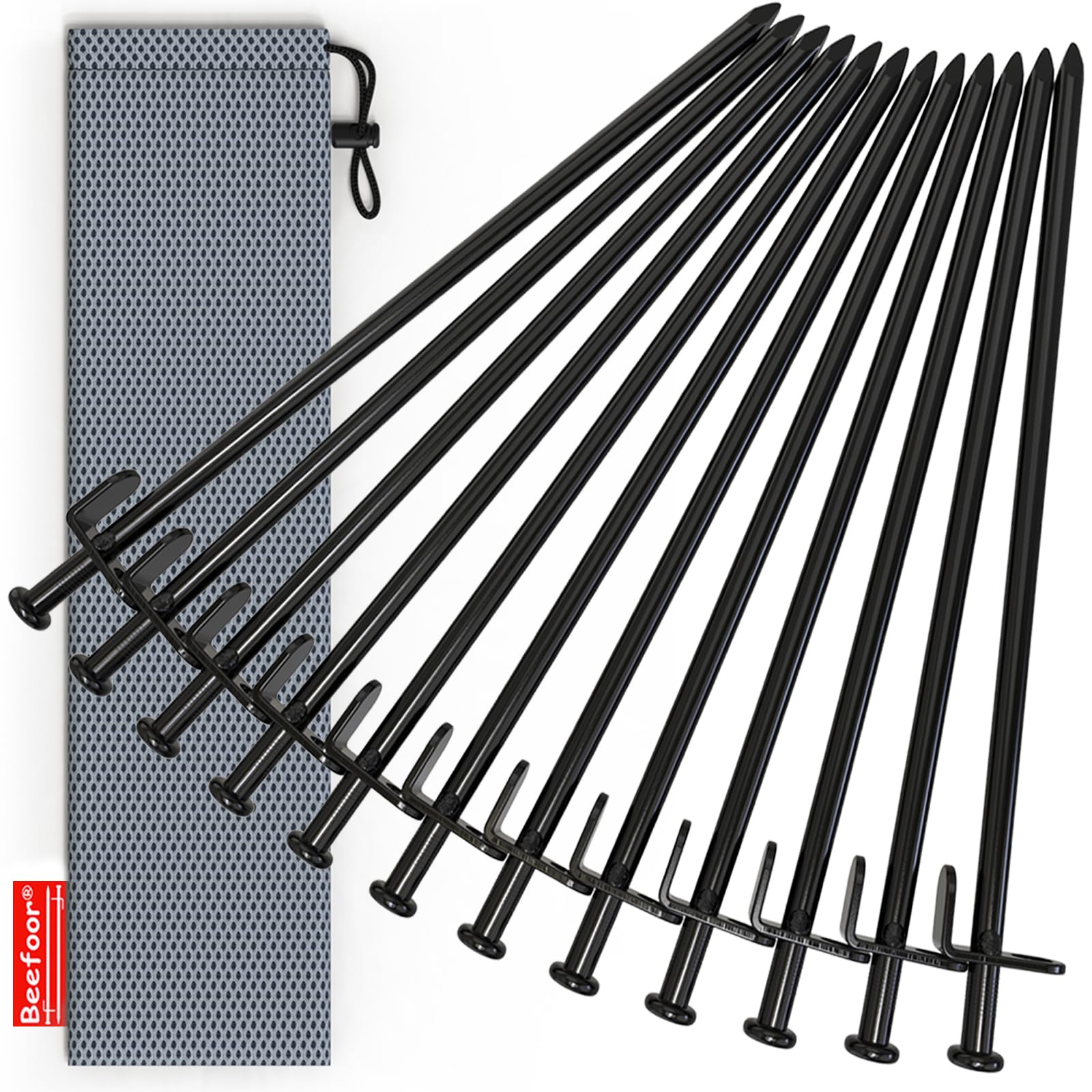 Tent Stakes, Heavy Duty Camping Stakes 12in-12parks Forged Steel Tent Pegs Unbreakable and Inflexible - Available in Rocky Place Dessert Snowfield and Grassland