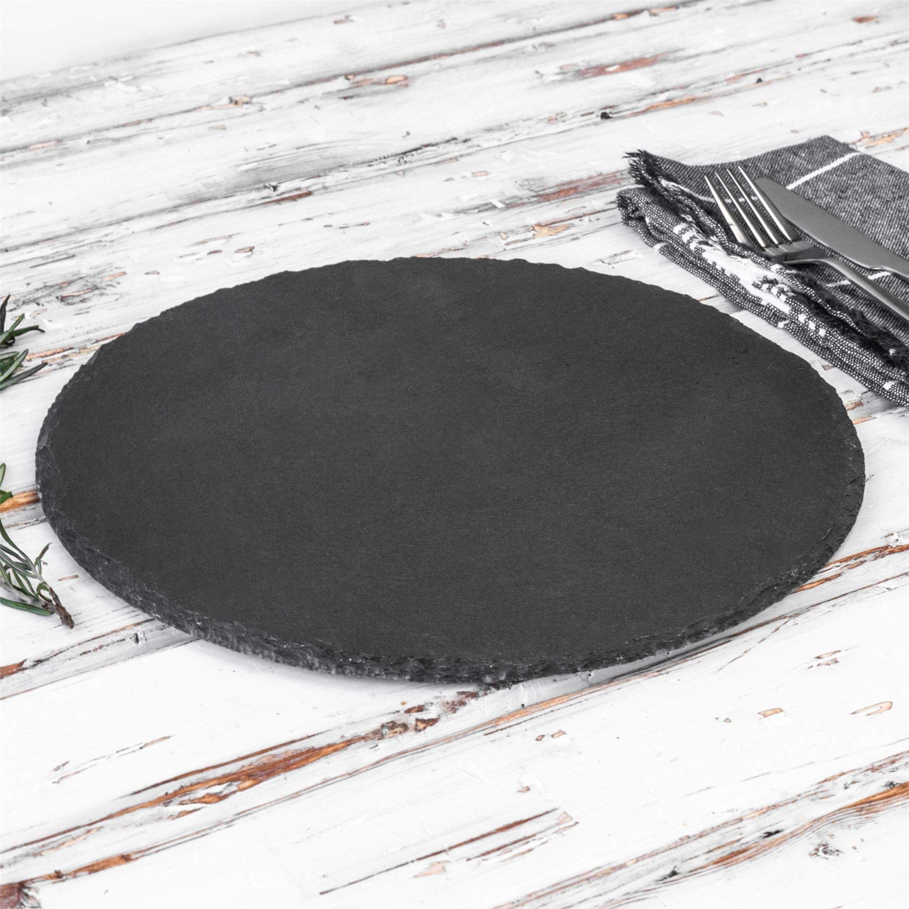 Argon Tableware Rond Sets de Table en Ardoise - 30cm - 12x Grand Naturel Noir Pierre À Manger Tableau Dîner Portion Conseil Plat Lieu Tapis Sets
