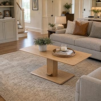 YESWOOD 100% Solid Oak Lift Top Coffee Table, Multifunctional Wood Table