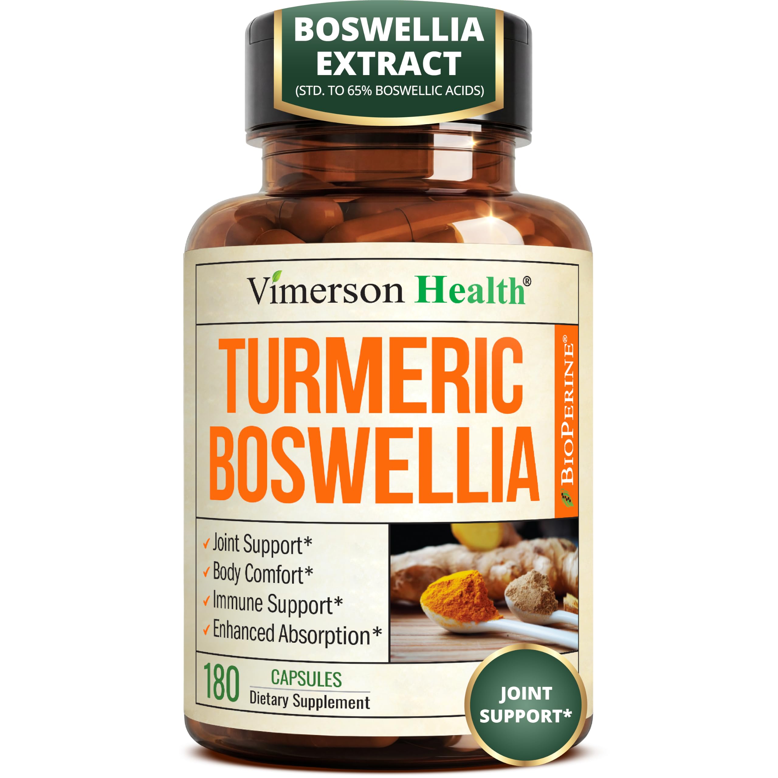 Turmeric Boswellia Supplement w/Ginger – Gut Friendly Joint Supplement 60Ct — Amazon image 11