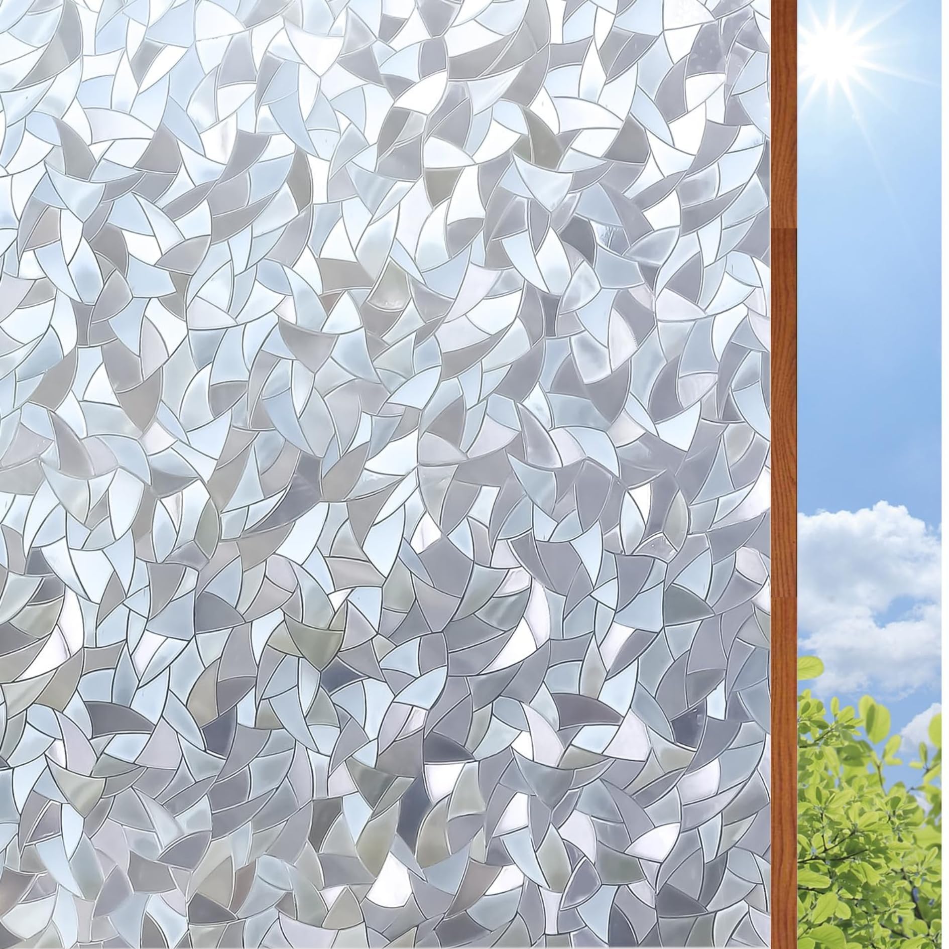 WOO Home Frosted Glass Window Film & Stickers (12 X 24 inch) Privacy Window Cover for Glass Window & Glass Door - Easy Apply, Removable Decorative Film (Multi Colour Bird Film | 1 X 2 SQFT) — Amazon image 10