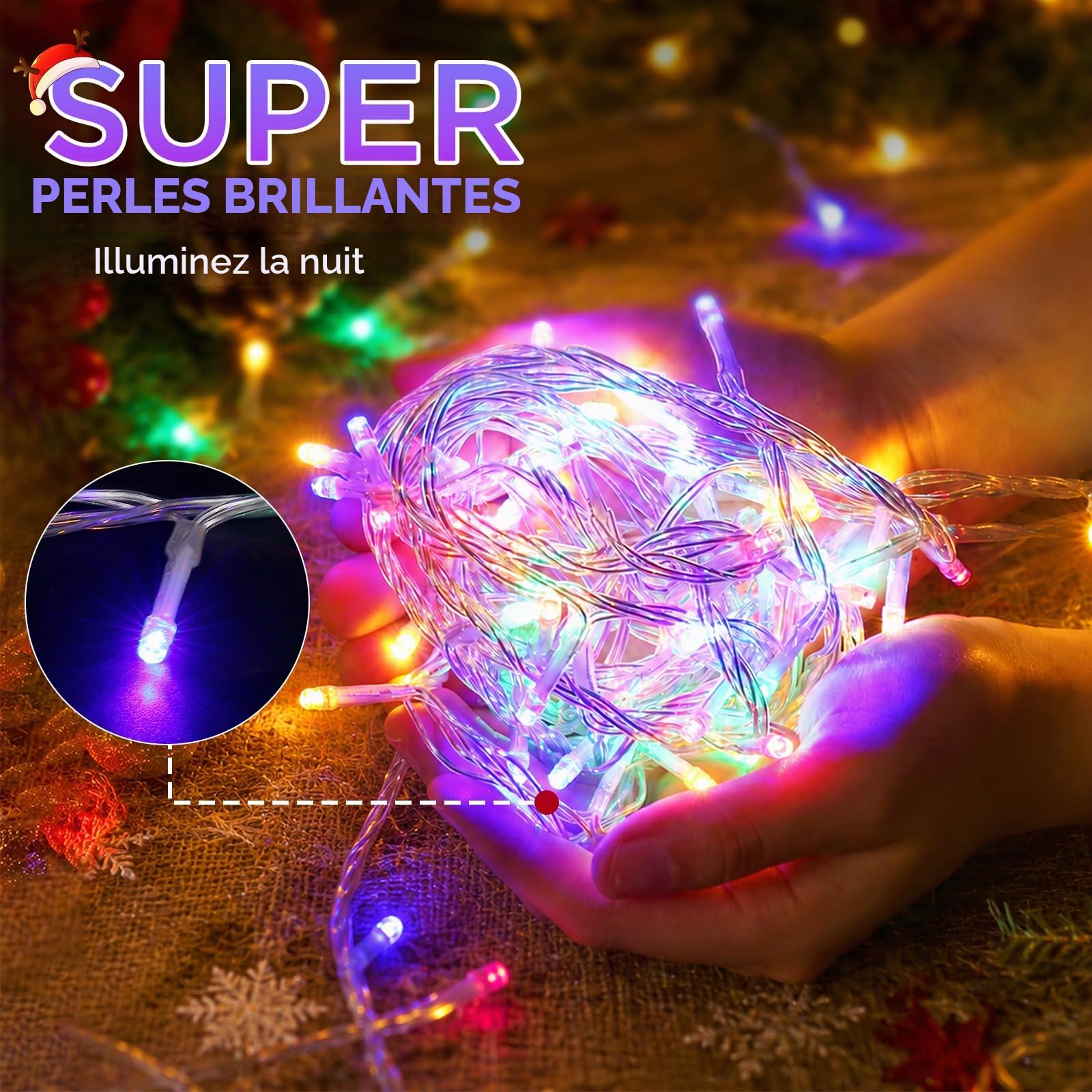 GlobaLink Guirlande Lumineuse de Noël 30M 600 LED-Coloré