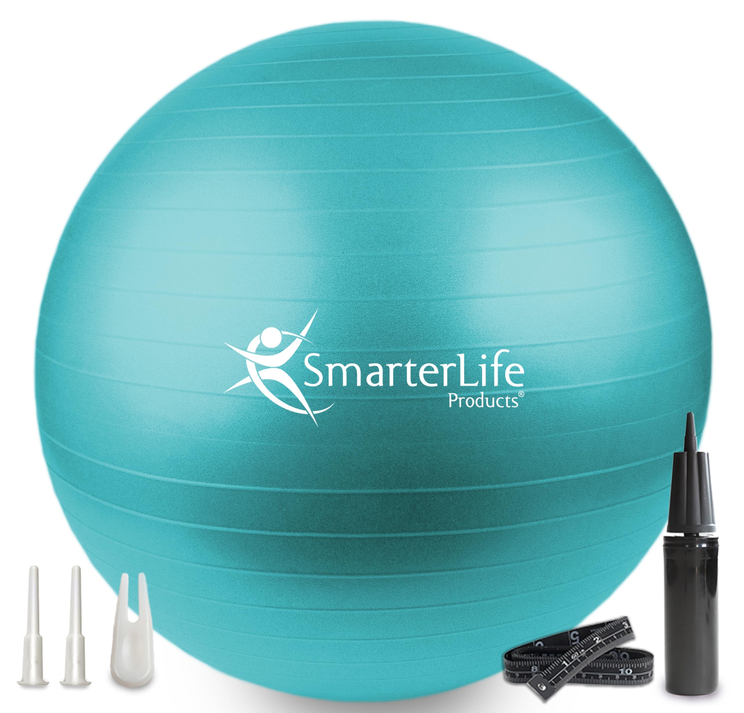 Exercise Ball for Yoga, Balance, Stability from SmarterLife - Fitness, Pilates, Birthing, Therapy, Office Ball Chair, Classroom Flexible Seating - Anti Burst, No Slip, Workout Guide