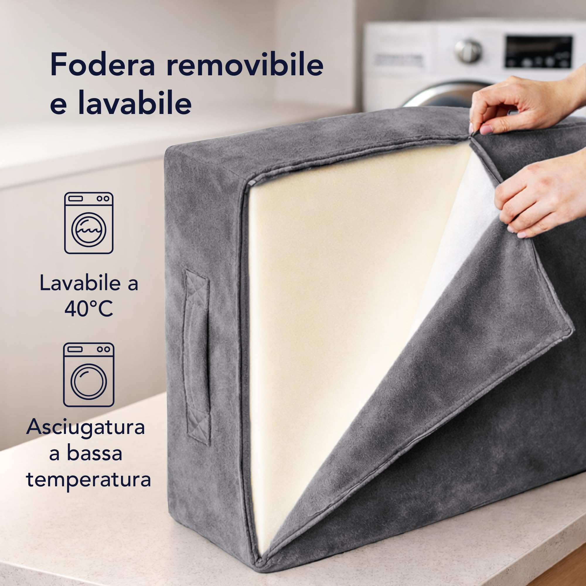 Dreamzie Cuscino per Gambe Dormire - Cuscino a Cuneo Memory Foam per Gambe, Schiena, Lombare, Sciatica - Ortopedico