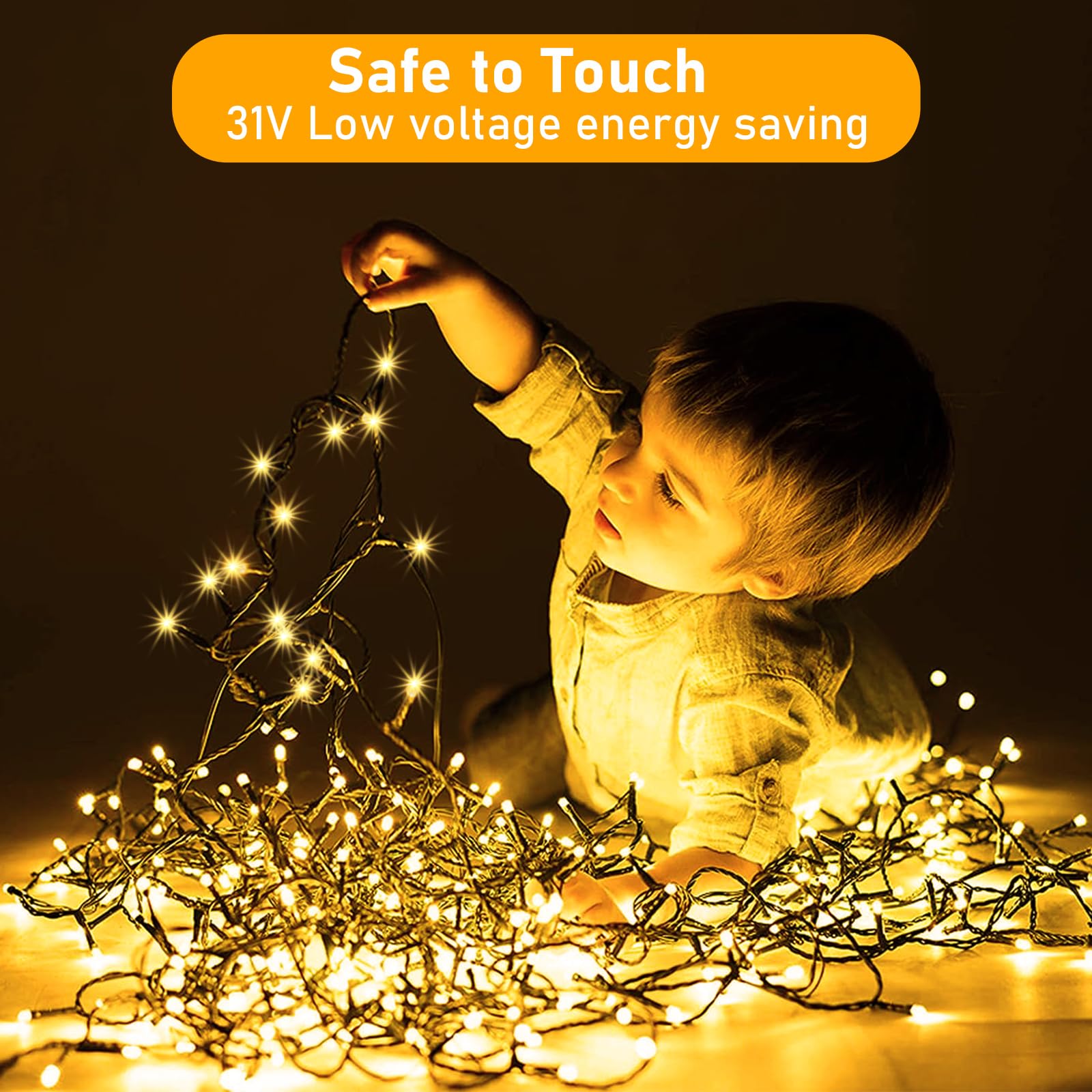 Bzavor Led Lichterkette Strom 105M 1000 LED mit Fernbedienung Timer Merkfunktion Steckdose IP65 Wasserdicht für Innen und Außen,Niederspannung,Led Lichterkette mit Stecker für Weihnachten Deko