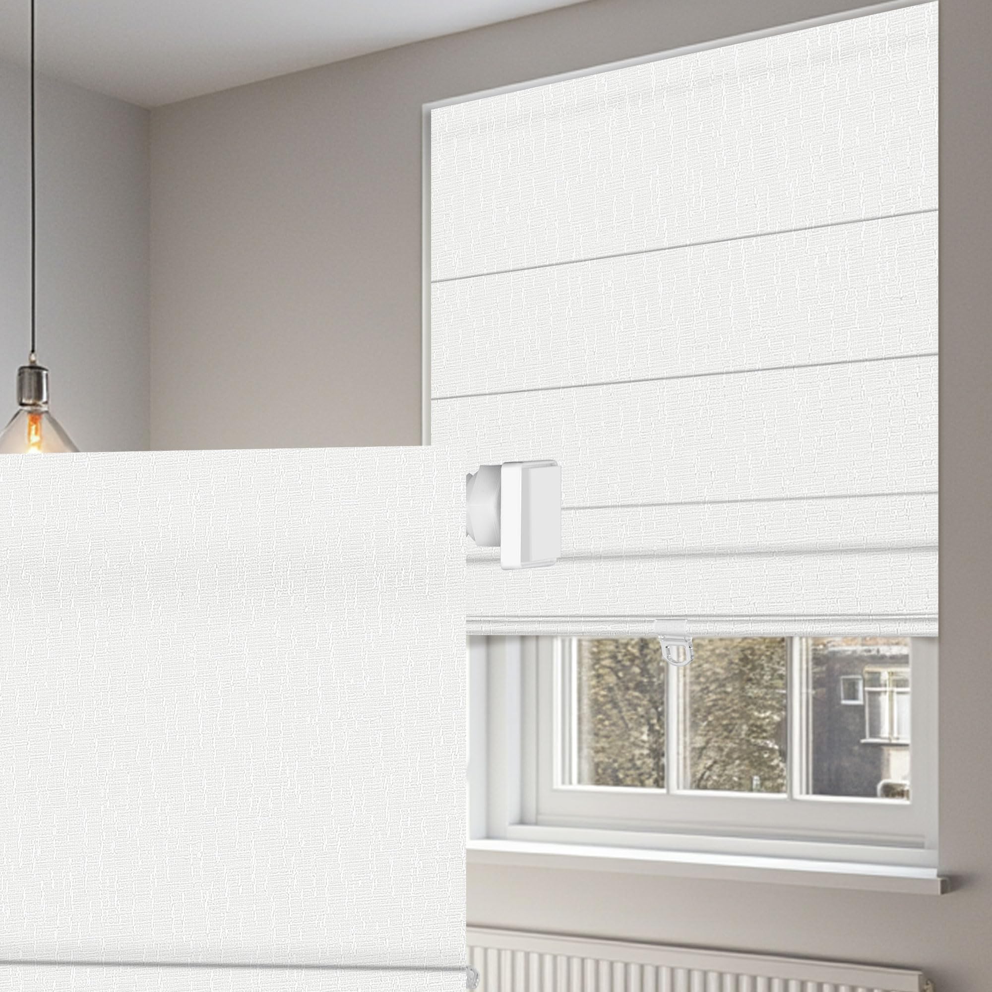 BERISSA NO Drill NO Tools Cordless Roman Shades Blackout and Heat Blocking for Interior Windows Roman Blinds, Custom Privacy Linen Roman Window Shades(35