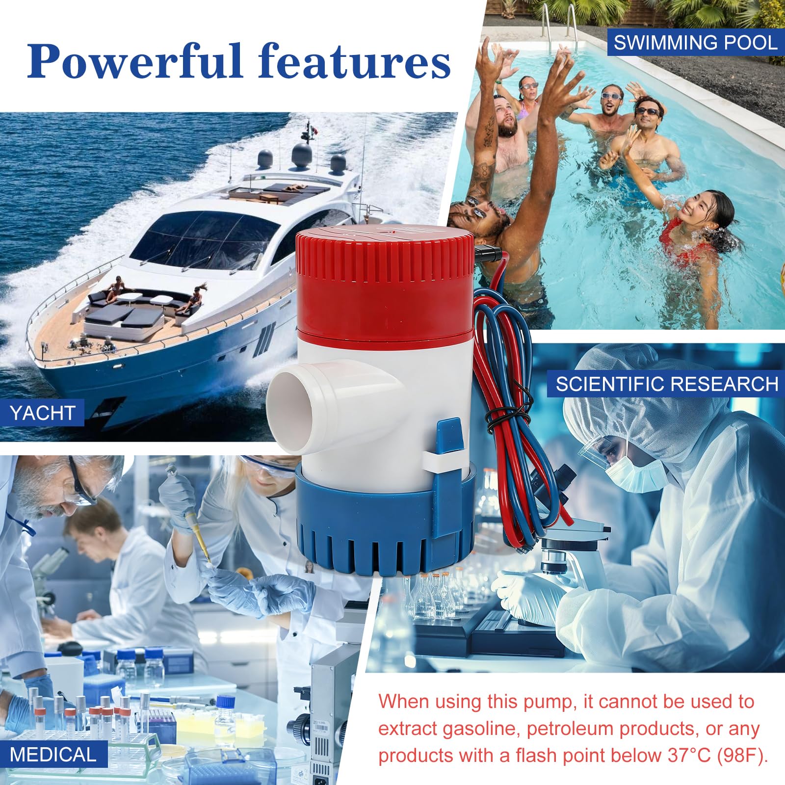 BilgenpumpeS 12V,Geräuscharme BilgenpumpeS Mit Schlauchset,Non-Automatic Bilgenpumpe,Bilgenpumpe Für Marineboote Für Boote Und Yachten,Pools,Wohnmobil,1100 GPH,Klein,Wartungsfreundlich
