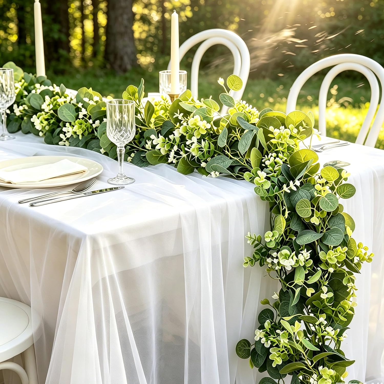 Eucalyptus Garland 6 Pack, 5.9 FT Wedding Greenery | Fuller faux eucalyptus coverage for long tables, arches and receptions,ideal for larger weddings, parties and events