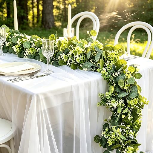 Eucalyptus Garland 6 Pack, 5.9 FT Wedding Greenery | Fuller faux eucalyptus coverage for long tables, arches and receptions,ideal for larger weddings, parties and events